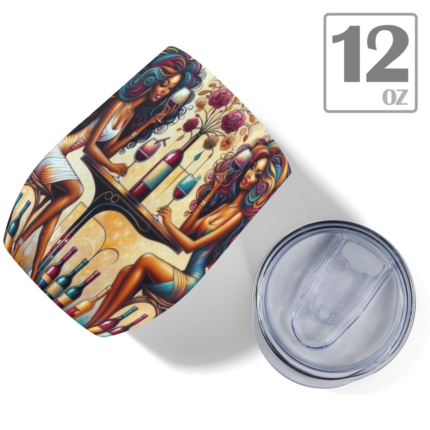 12oz Wine Tumbler - Velvet's View - Sip & Savor - Exquisite Elegance Coaster and Wine Tumbler Collection