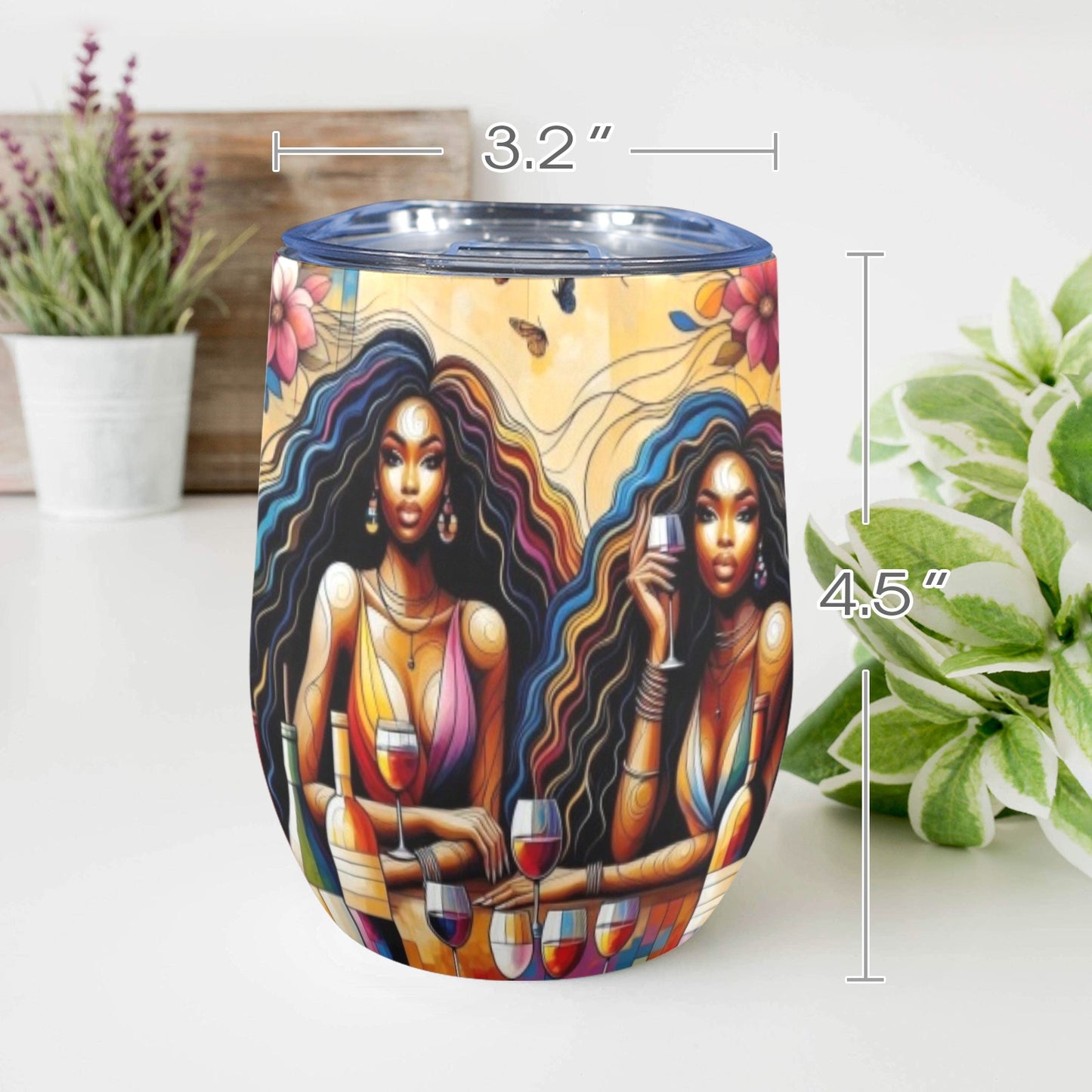 12oz Wine Tumbler - Velvet's View - Sip & Savor - Exquisite Elegance Coaster and Wine Tumbler Collection