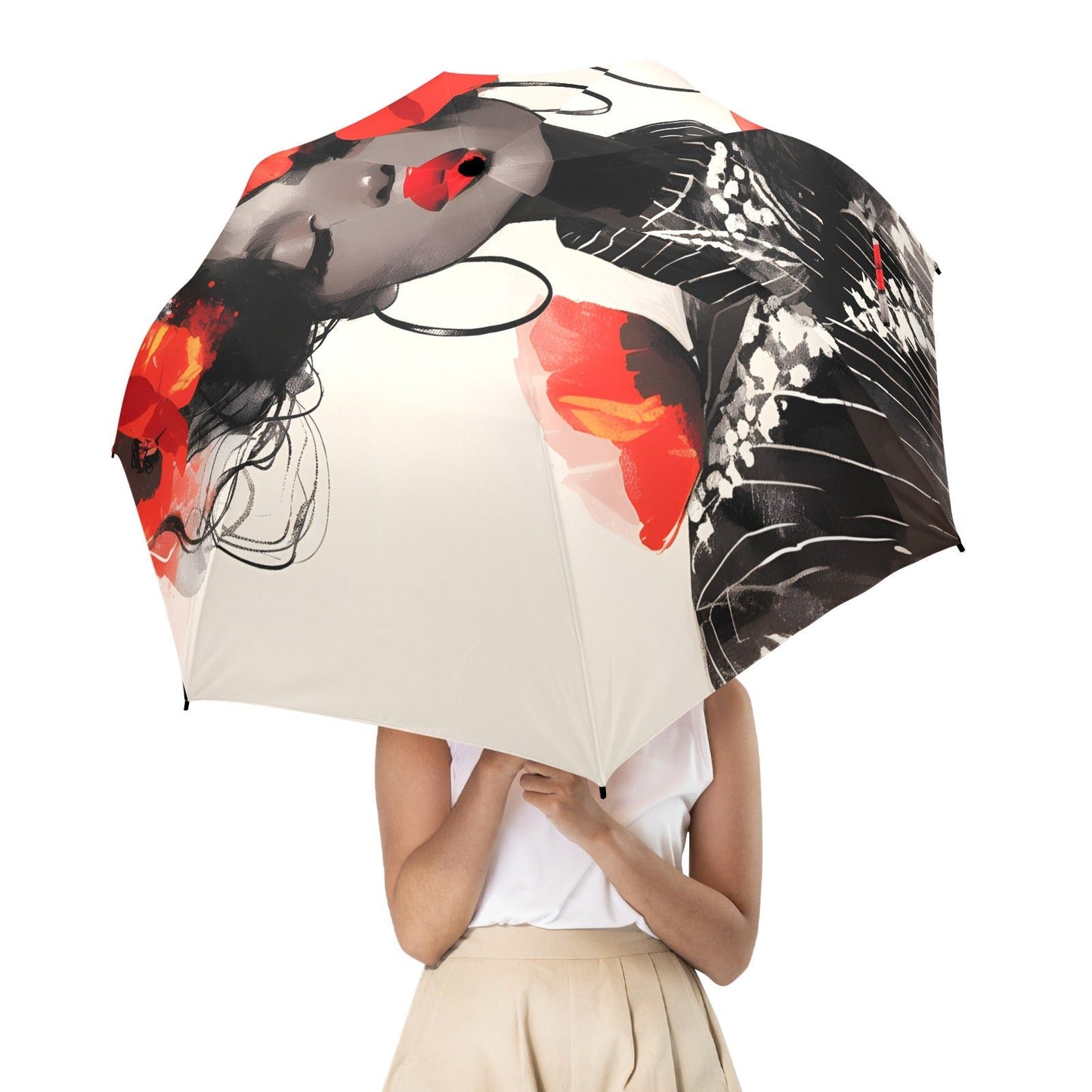 Bold Elegance: The Poppy Collection - Semi-Automatic Foldable Umbrella (Model U12) - #2019