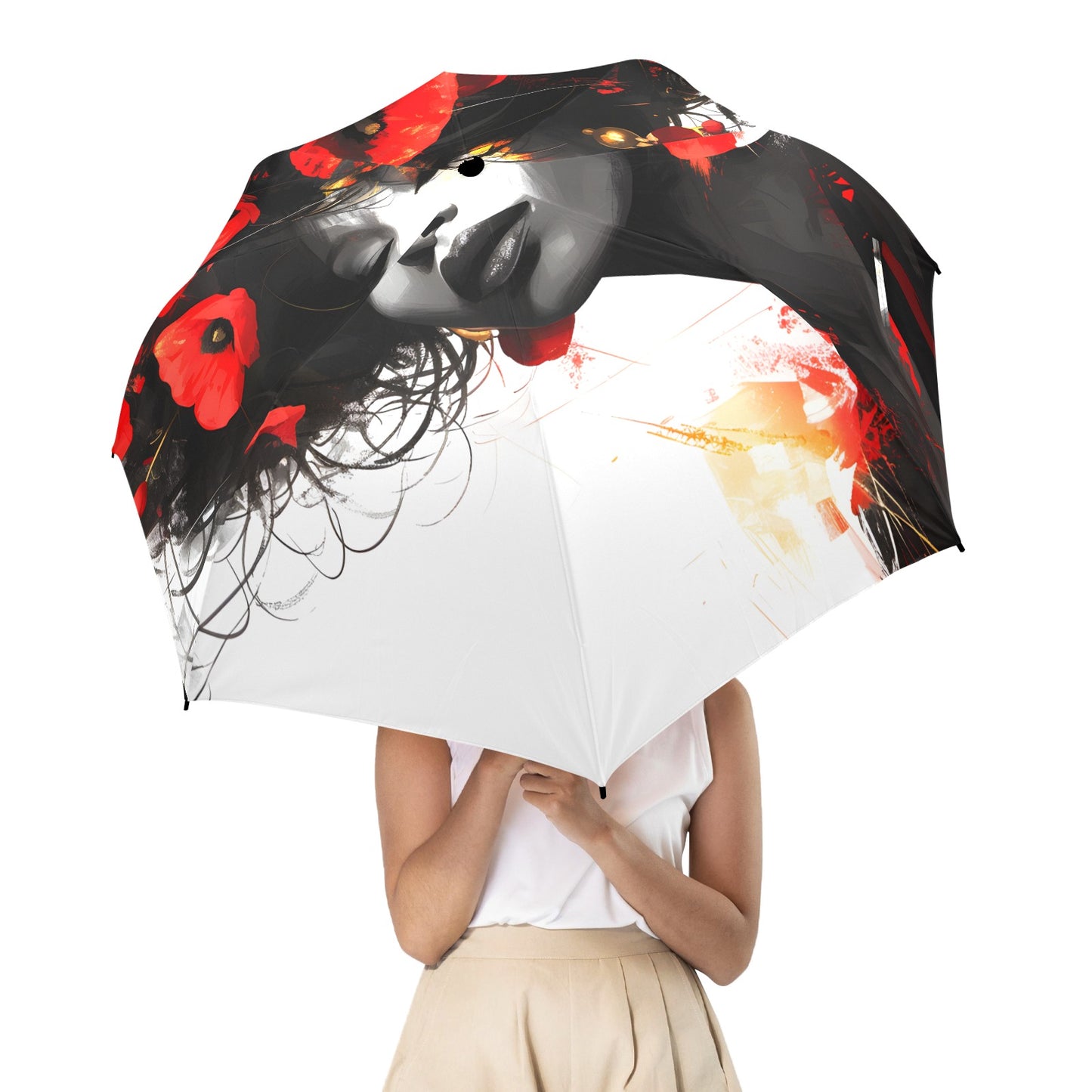 Bold Elegance: The Poppy Collection - Semi-Automatic Foldable Umbrella (Model U12) - #2020