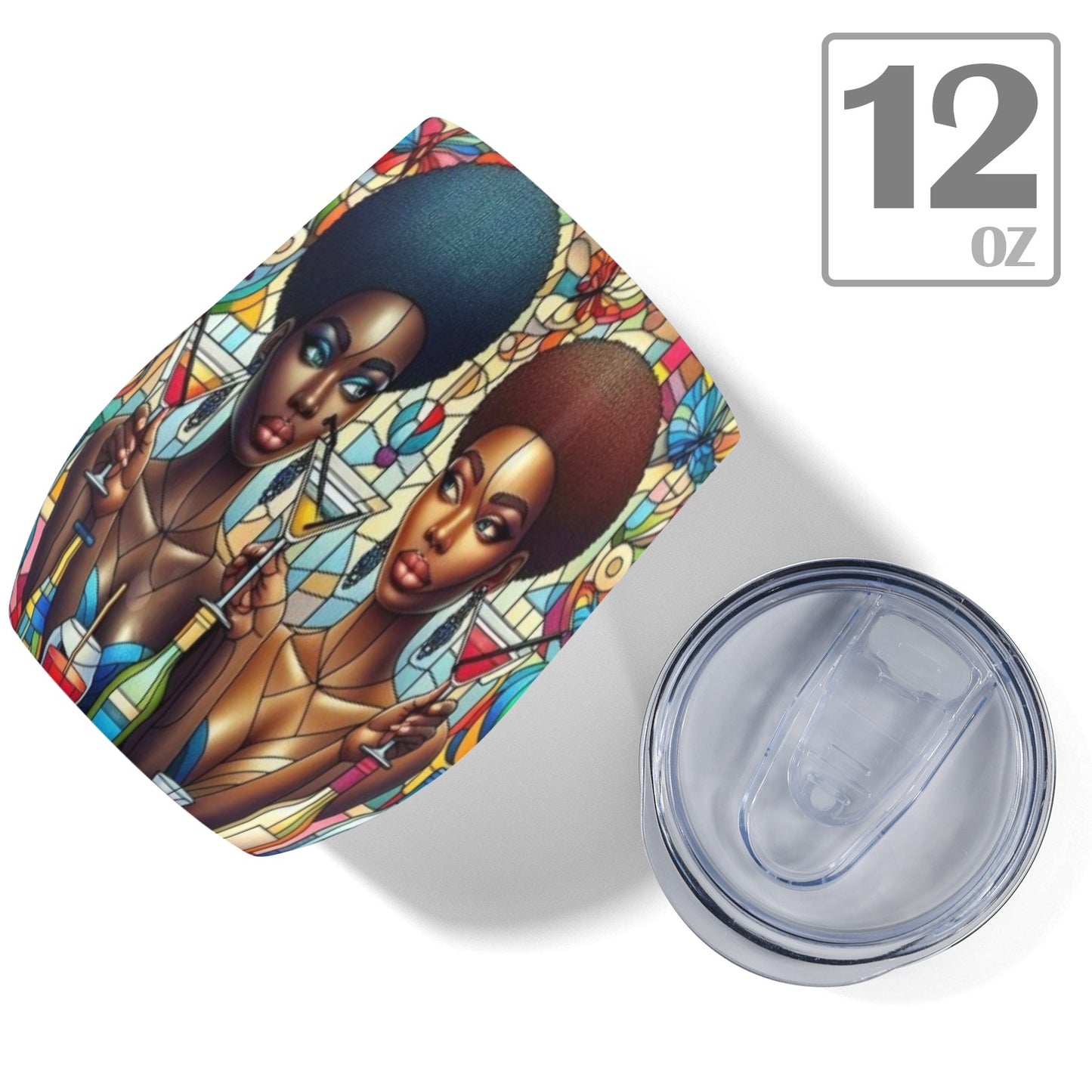 12oz Wine Tumbler - Velvet's View - Sip & Savor - Exquisite Elegance Coaster and Wine Tumbler Collection
