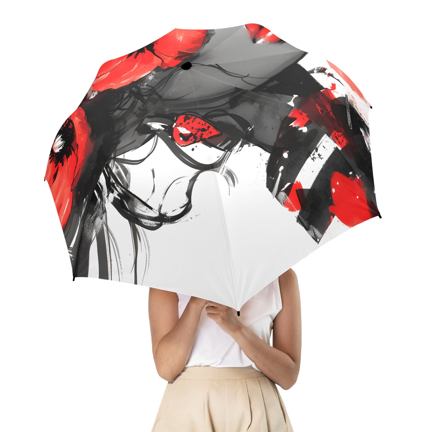 Bold Elegance: The Poppy Collection - Semi-Automatic Foldable Umbrella (Model U12) - #2011