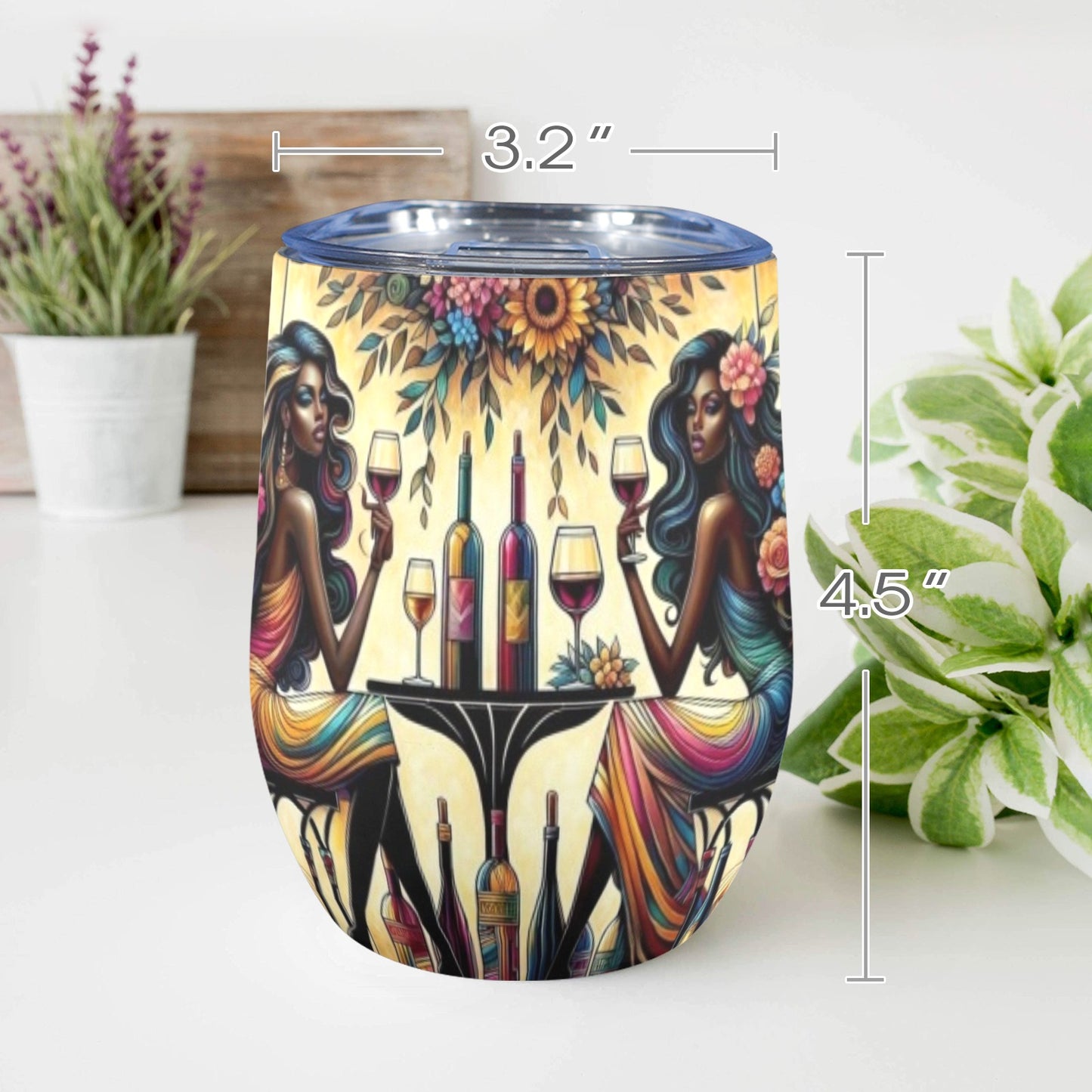 12oz Wine Tumbler - Velvet's View - Sip & Savor - Exquisite Elegance Coaster and Wine Tumbler Collection
