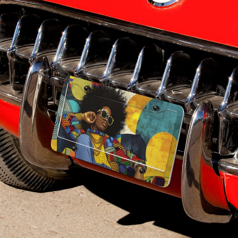 Colorful Rhythms: The Afrocentric Expression Collection - License Plate (4 Round Holes) License Plate #2016