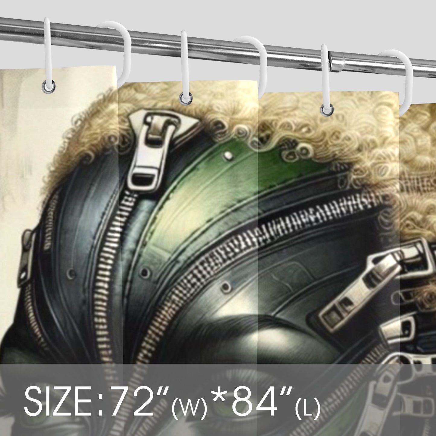Shower Curtain - Velvet's View - Mechanical Muse - The Fusion of Fashion and Futurism - 72"x84" 1607