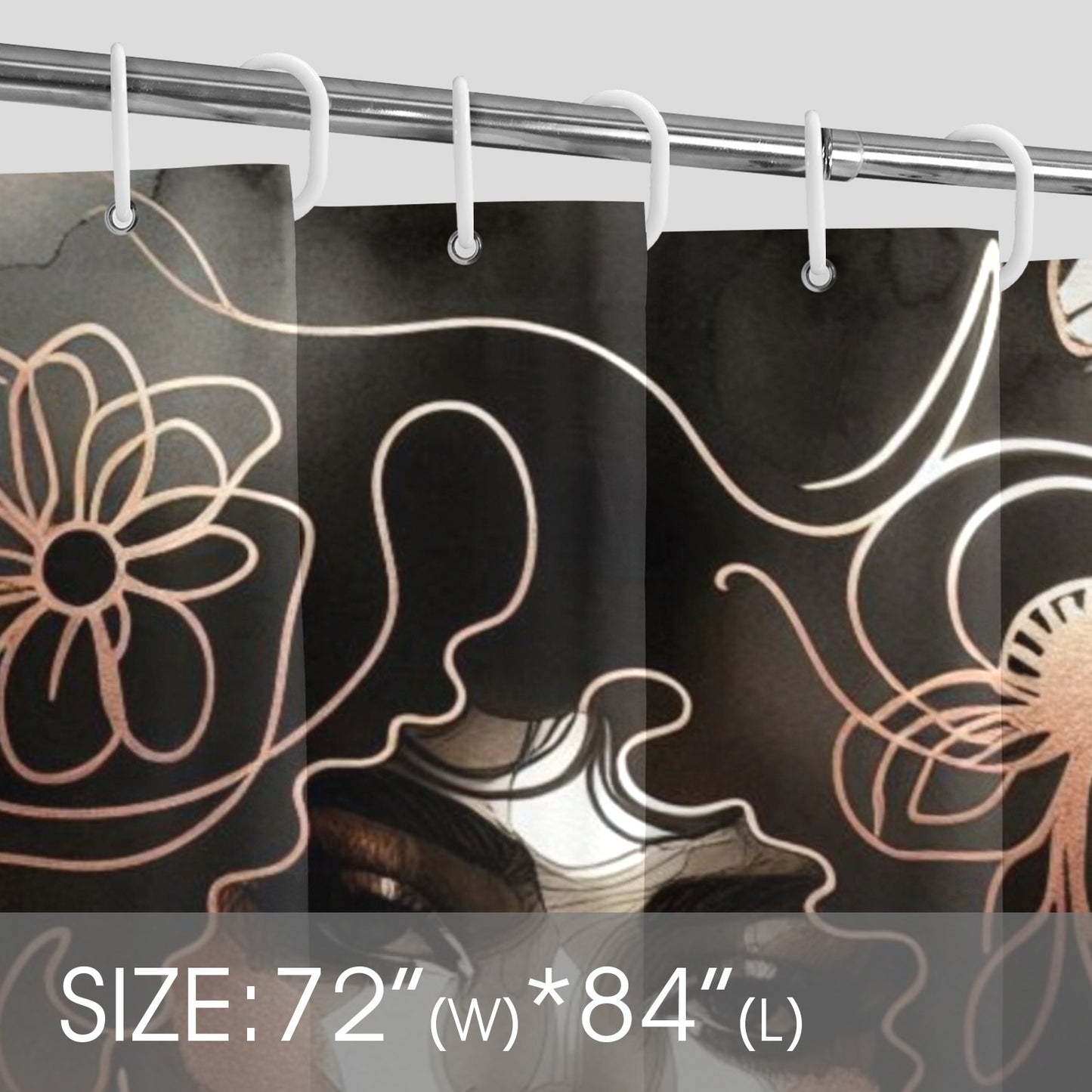Minimalist Afrocentric Shower Curtain Collection – Black Woman Line Art, Boho Melanin Home Decor - 11885459