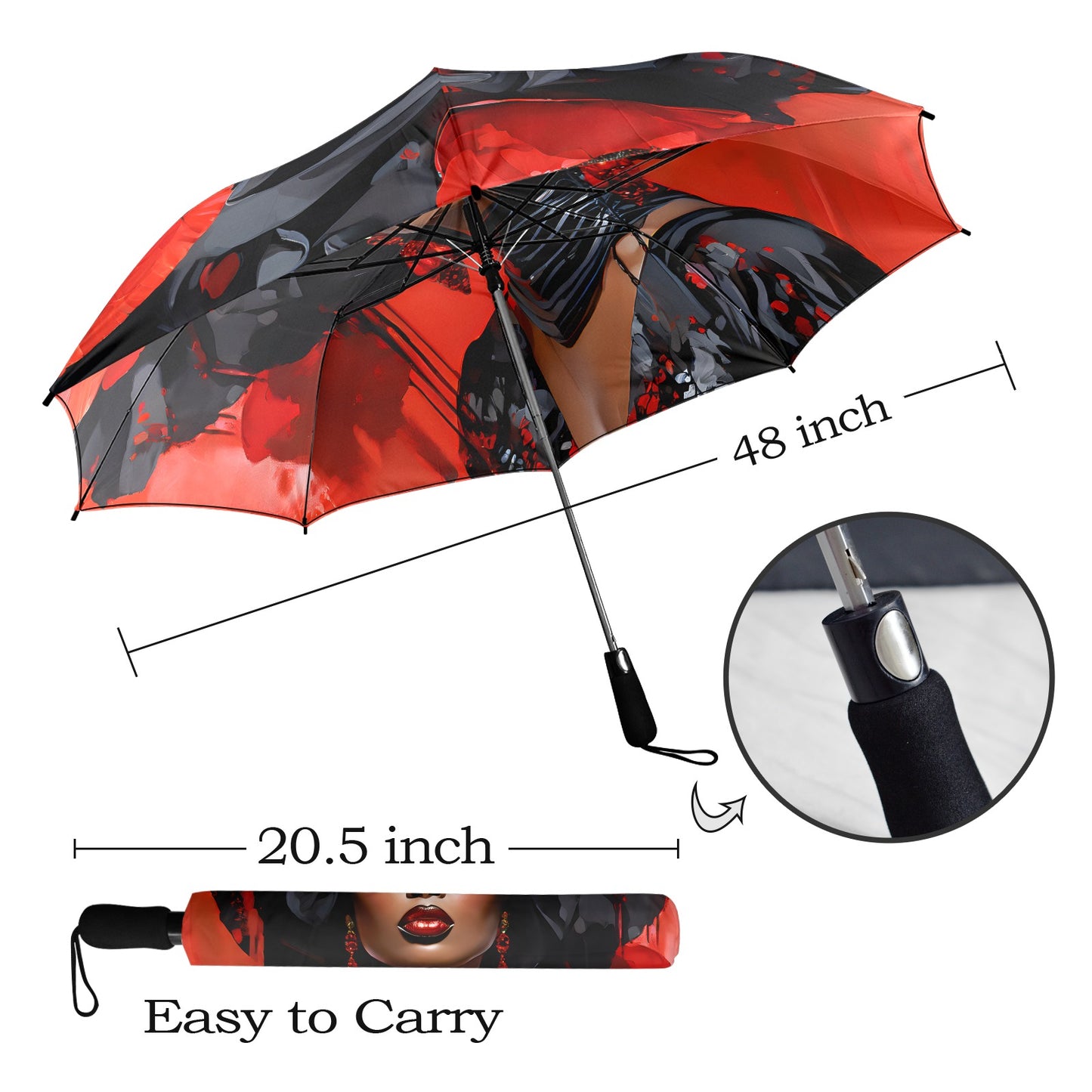 Bold Elegance: The Poppy Collection - Semi-Automatic Foldable Umbrella (Model U12) - #2023