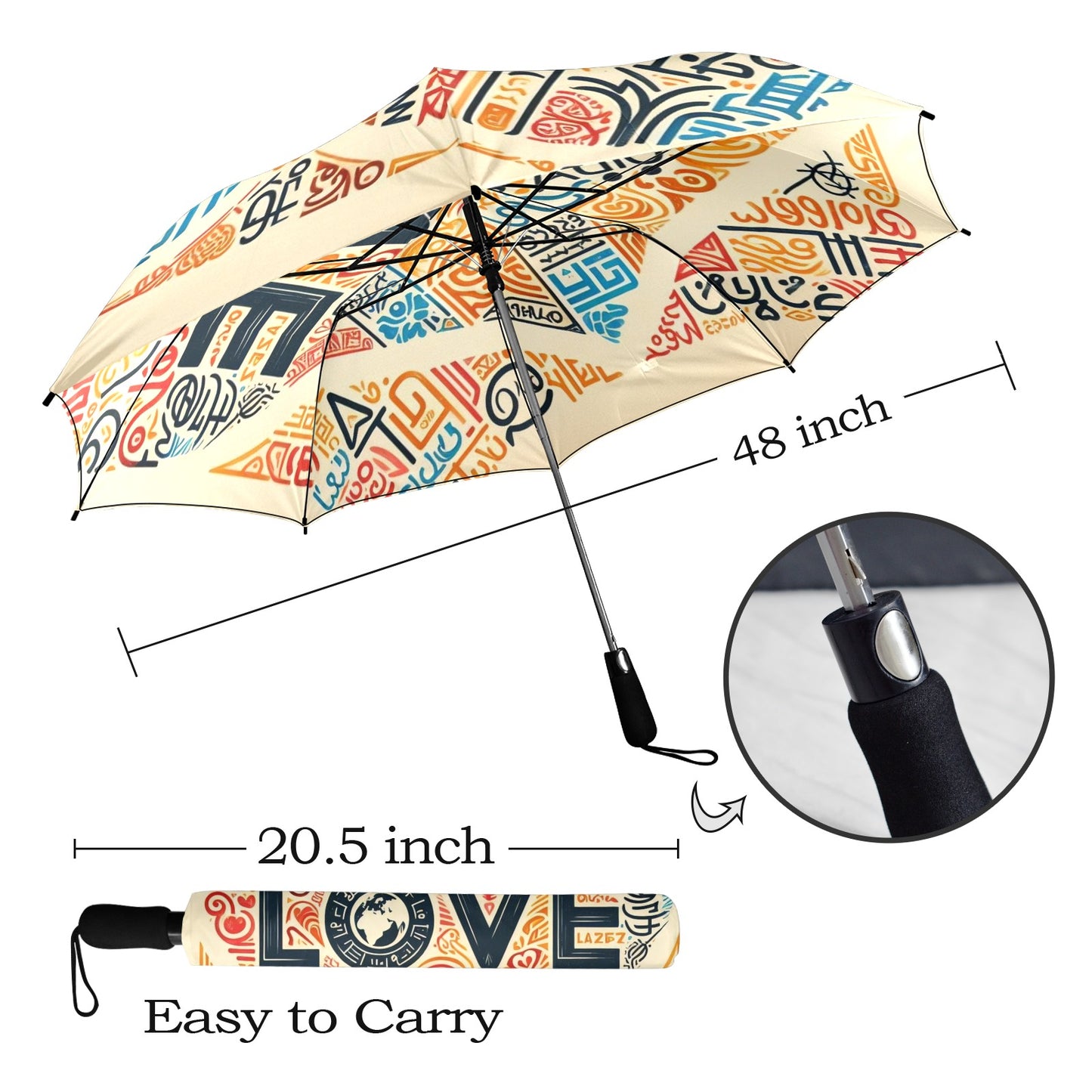 Radiant Hearts Collection - Semi-Automatic Foldable Umbrella (Model U12) - #2015
