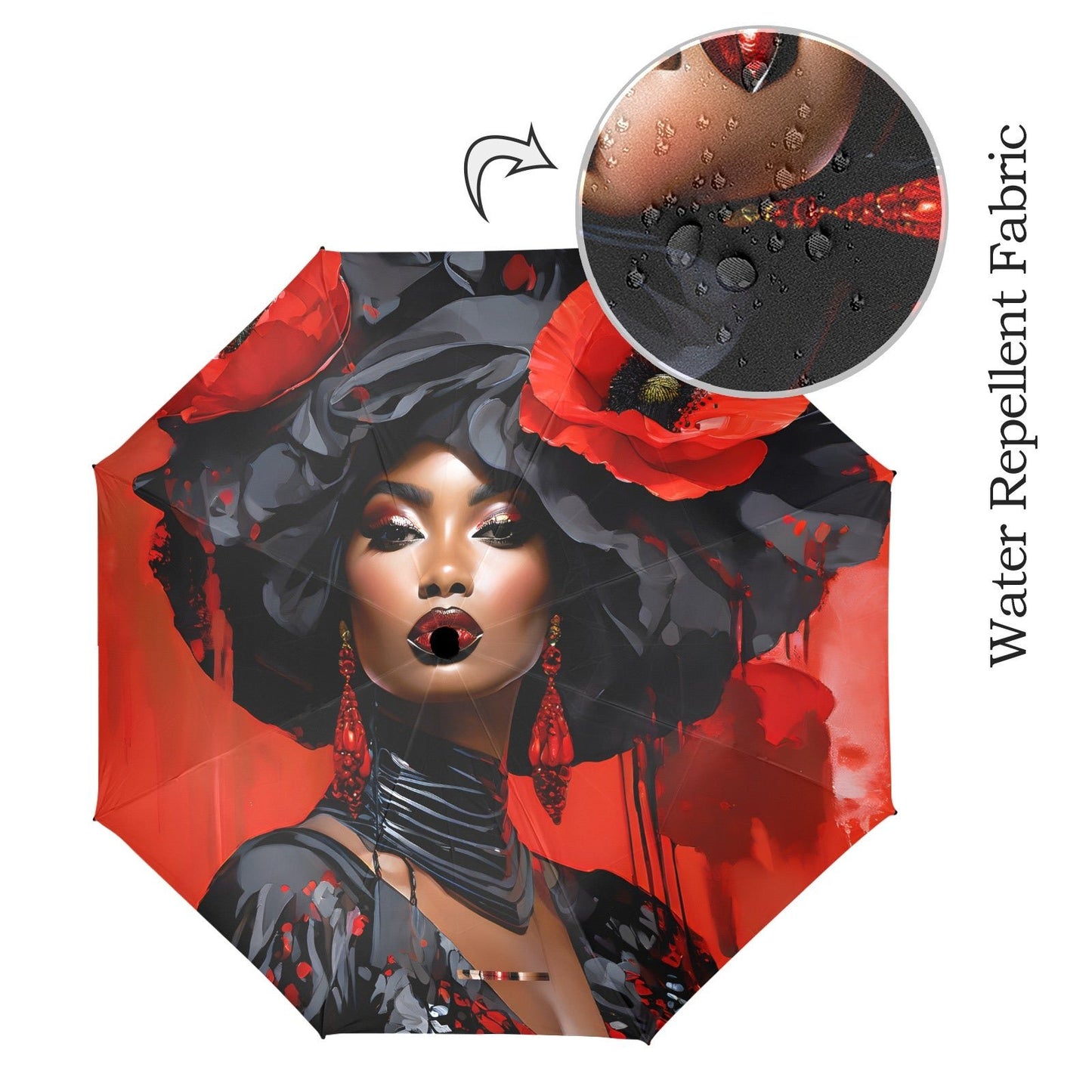 Bold Elegance: The Poppy Collection - Semi-Automatic Foldable Umbrella (Model U12) - #2023