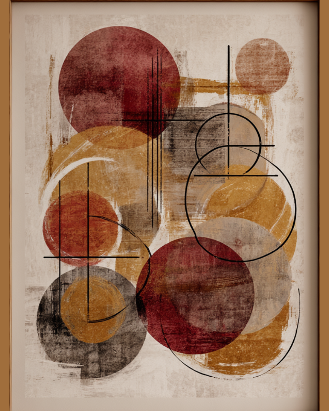 Modern Geometric Bathroom Set | Gold & Red Abstract Shower Curtain | Bold Afro-Inspired Bath Decor - Shower Curtain 72"x84" - J231473