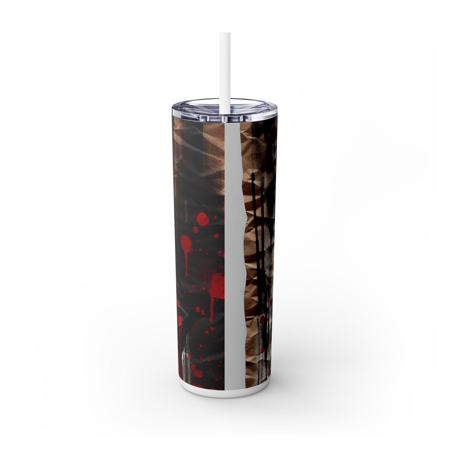 Bold Expressions: A Red and Black Journey - Skinny Tumbler with Straw, 20oz - #2014