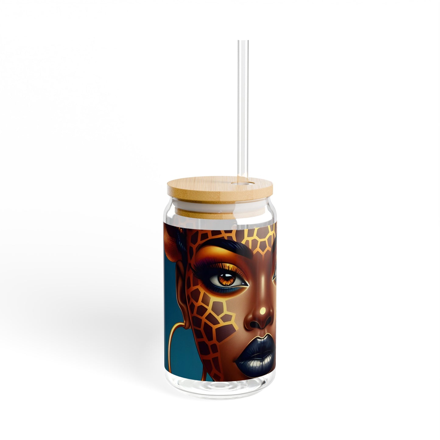 Sipper Glass - Black Girl Art - Velvet's View - Regal Radiance Collection - 16oz