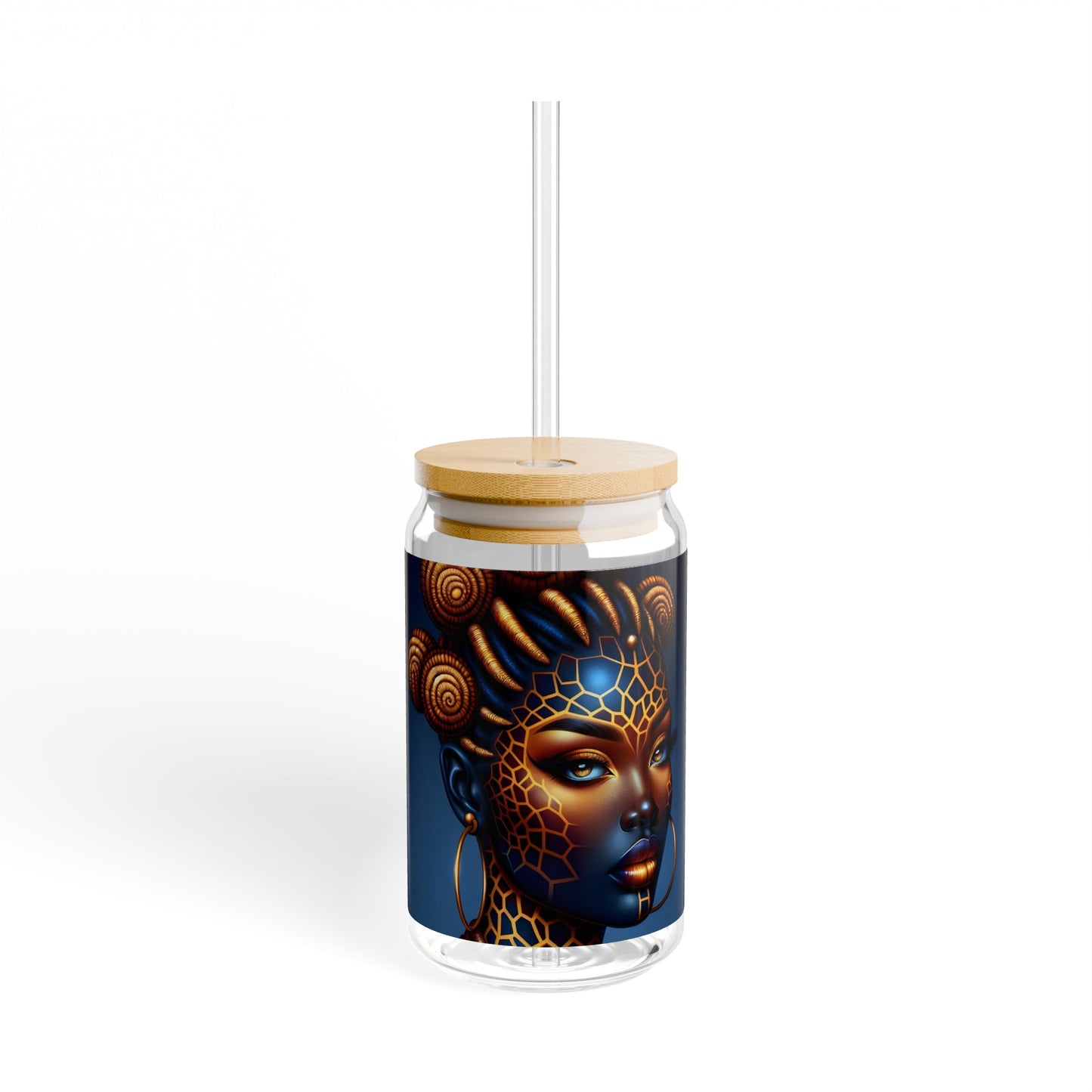Sipper Glass - Black Girl Art - Velvet's View - Regal Radiance Collection - 16oz
