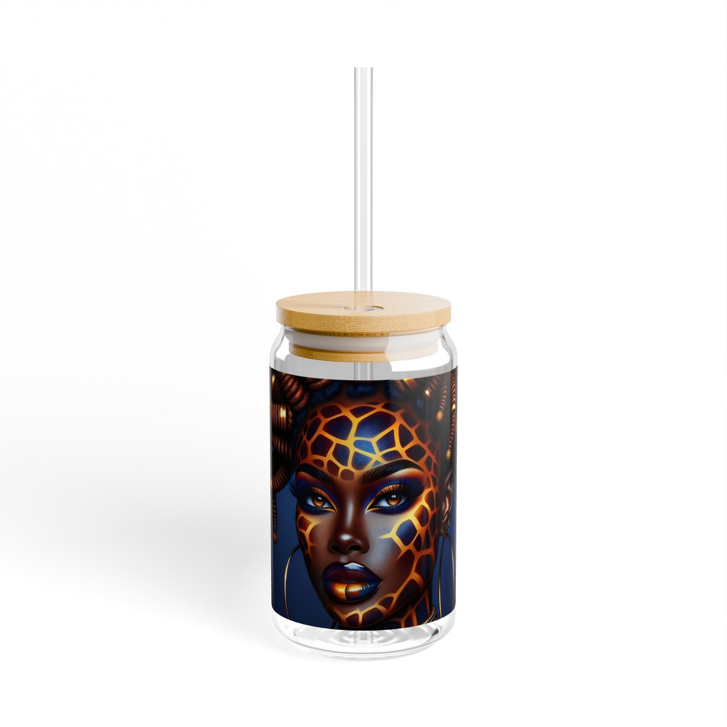 Sipper Glass - Black Girl Art - Velvet's View - Regal Radiance Collection - 16oz