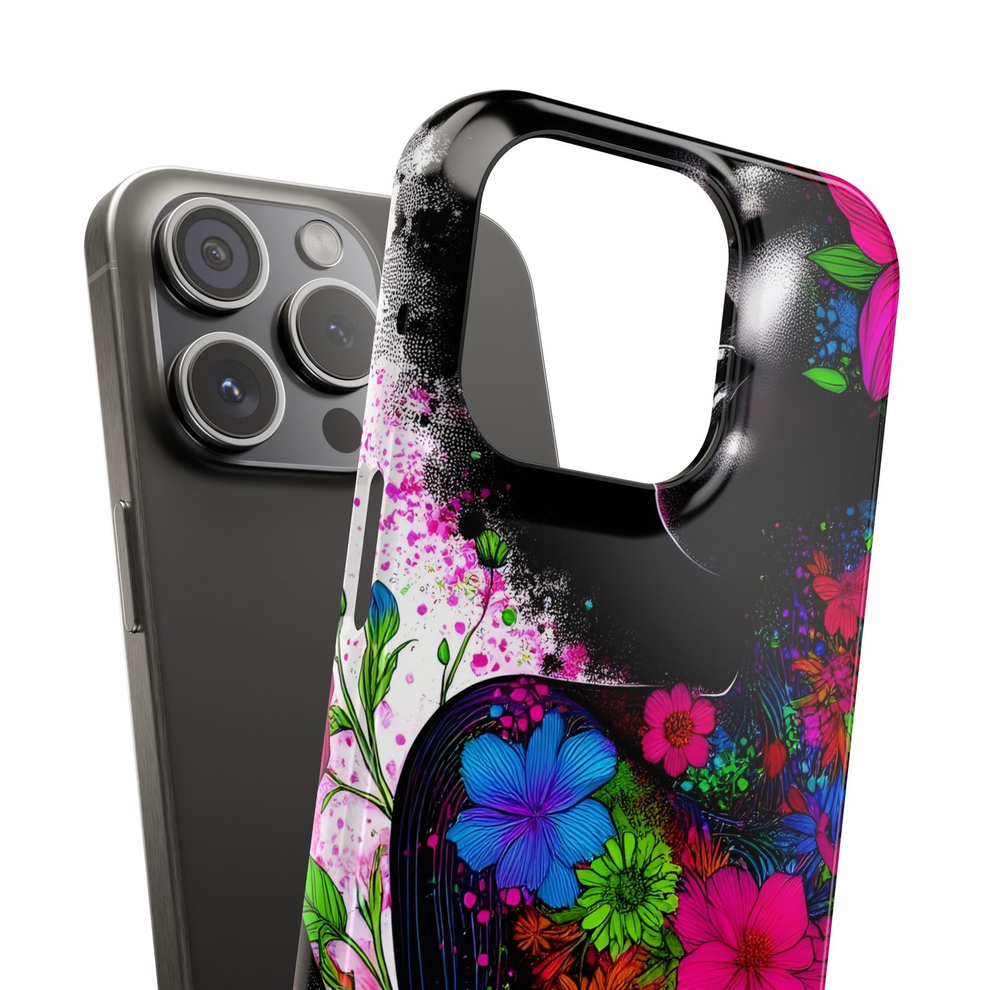 Slim Phone Cases - Black Girl Art - Velvet's View - Floral Fusion - The Essence of Nature and Beauty