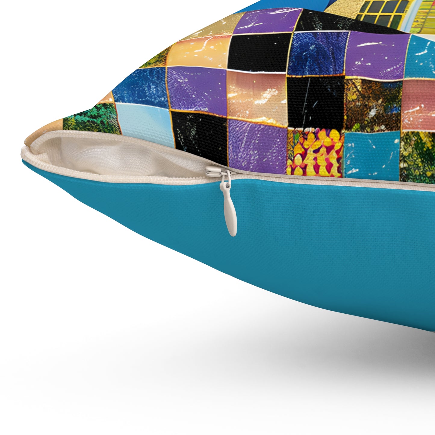 Spun Polyester Square Pillow - Black Girl Art - Velvet's View - Vibrant Visions - The Bohemian Collection