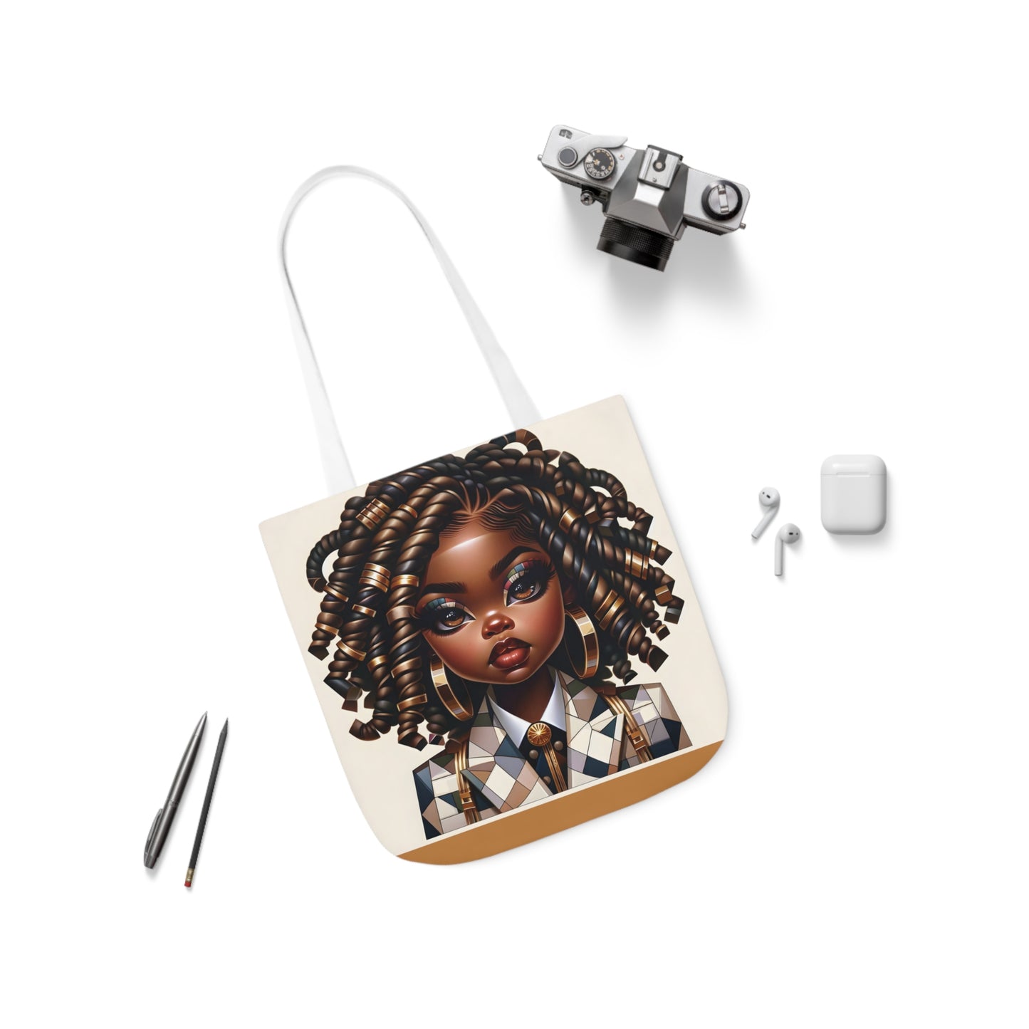 Canvas Tote Bag, 5-Color Straps - Regal Radiance: Tote Art Collection - #2011