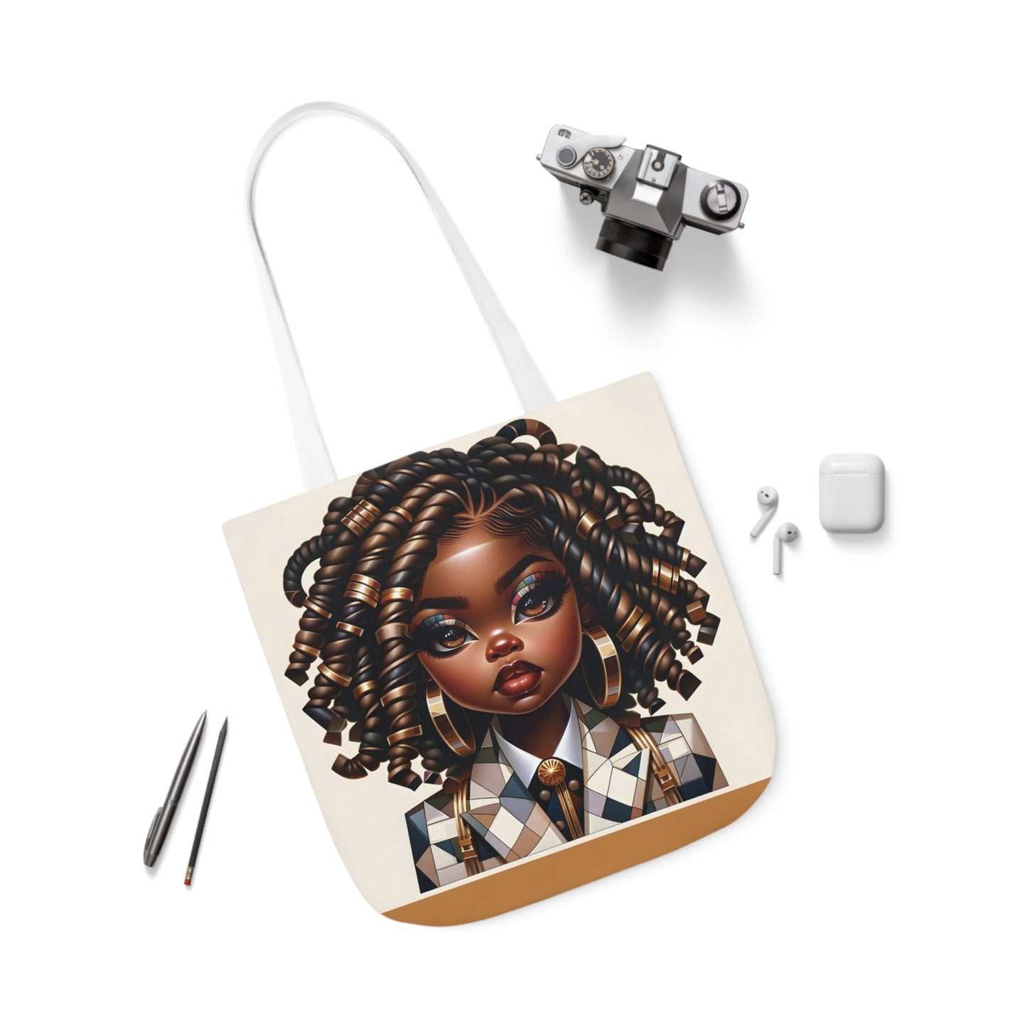 Canvas Tote Bag, 5-Color Straps - Regal Radiance: Tote Art Collection - #2011