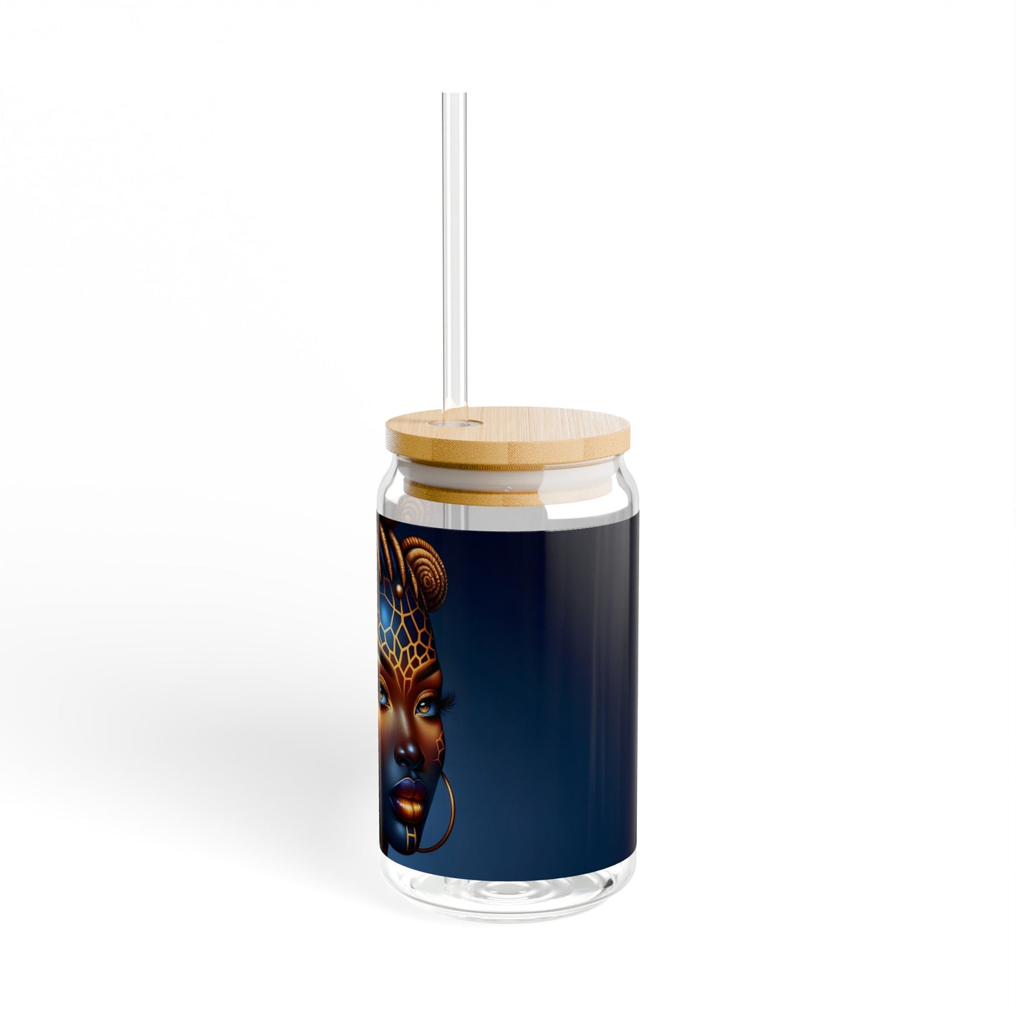 Sipper Glass - Black Girl Art - Velvet's View - Regal Radiance Collection - 16oz