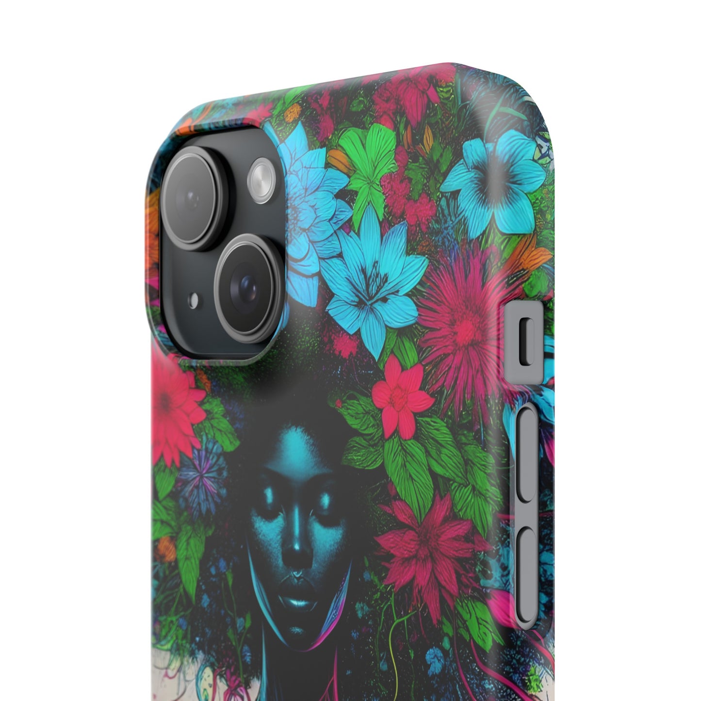 Slim Phone Cases - Black Girl Art - Velvet's View - Floral Fusion - The Essence of Nature and Beauty