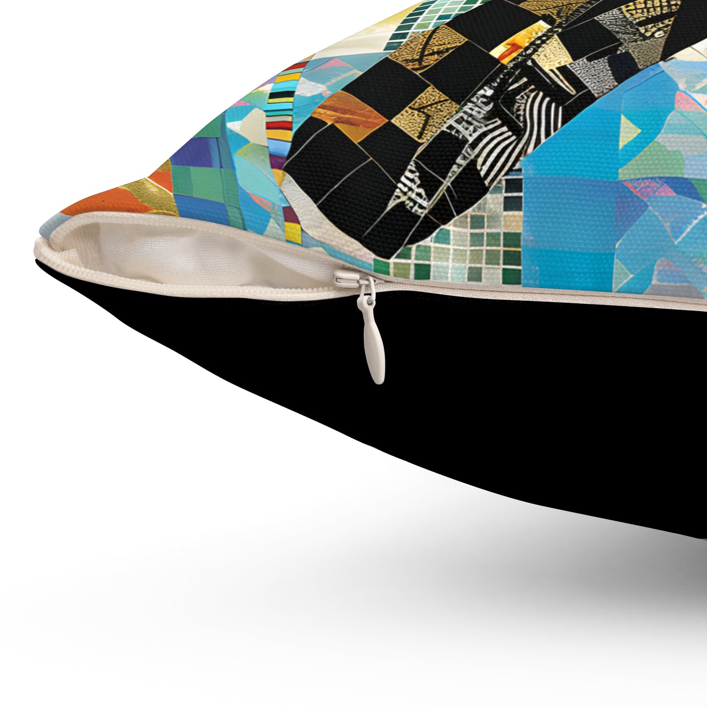 Spun Polyester Square Pillow - Black Girl Art - Velvet's View - Vibrant Visions - The Bohemian Collection