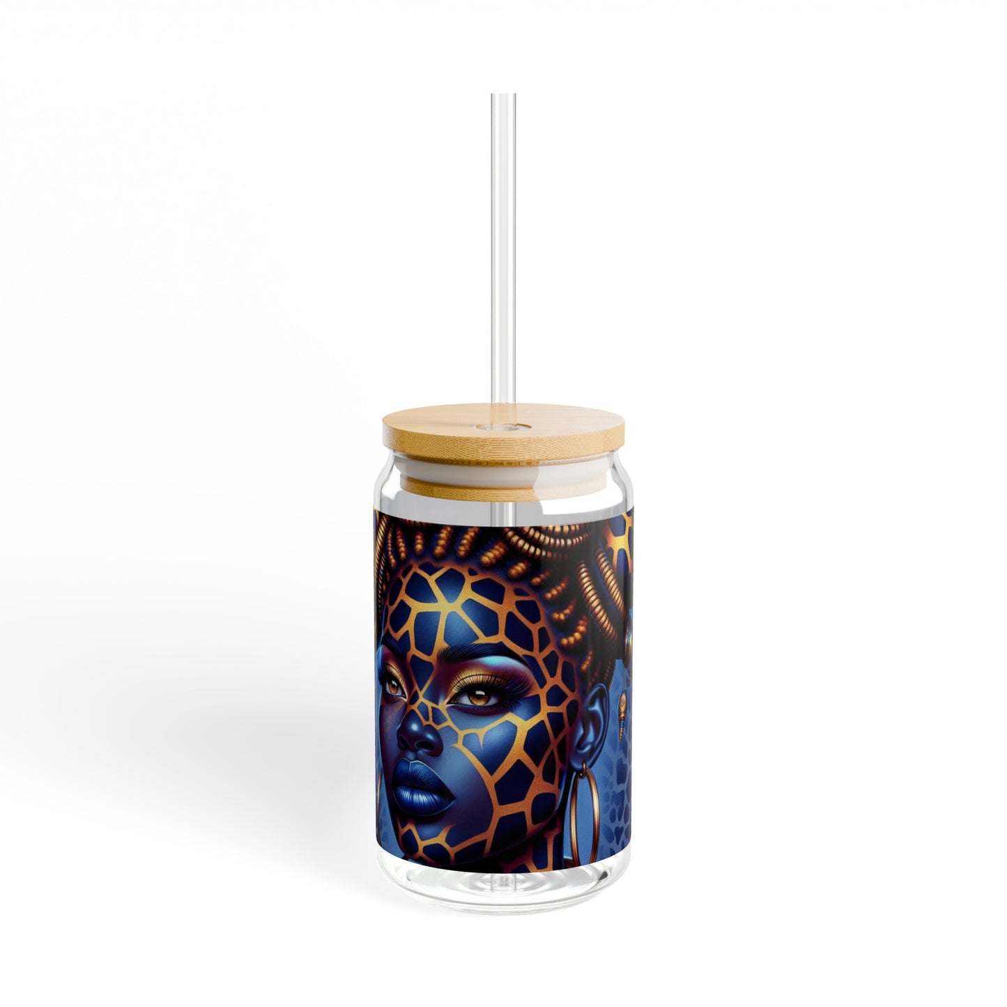 Sipper Glass - Black Girl Art - Velvet's View - Regal Radiance Collection - 16oz