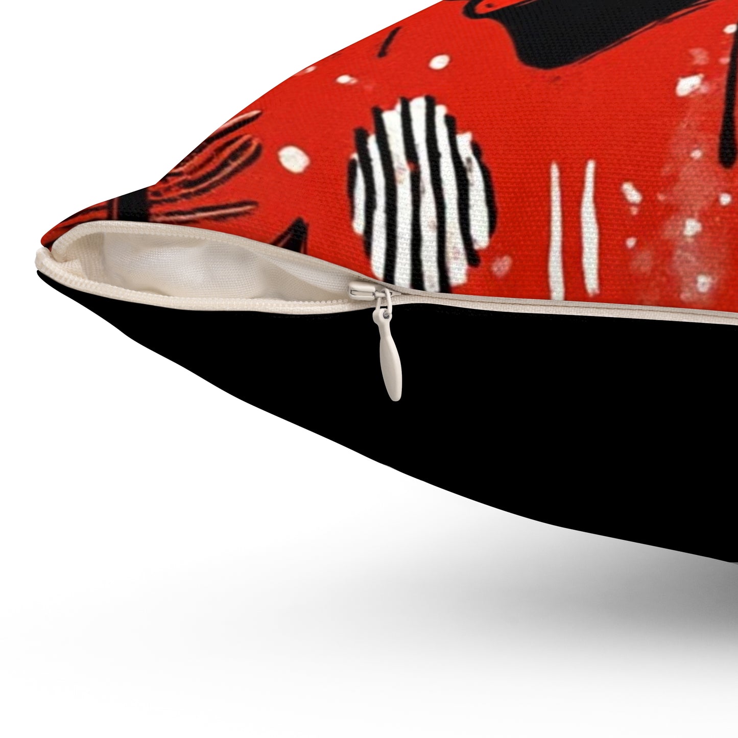 Spun Polyester Square Pillow - Black Girl Art - Velvet's View - Tribal Harmony - Red and Black Tribal Patterns –