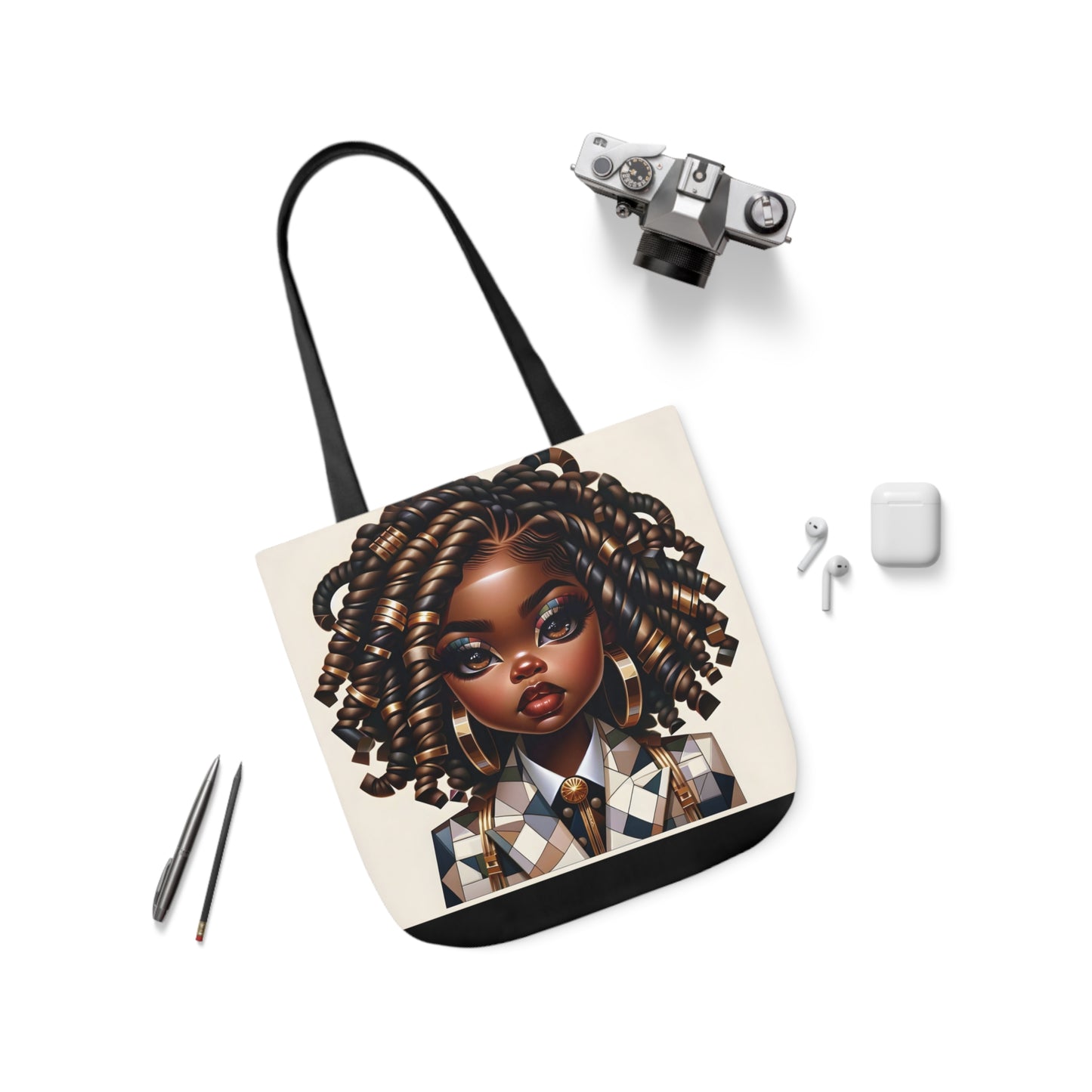 Canvas Tote Bag, 5-Color Straps - Regal Radiance: Tote Art Collection - #2011A