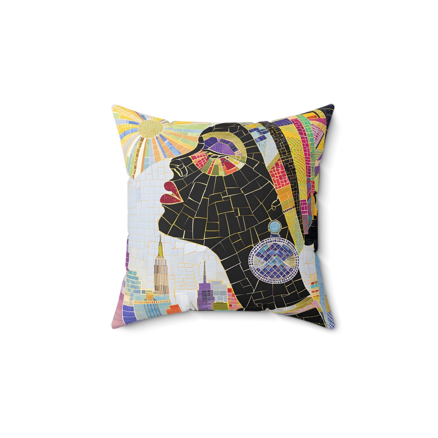 Spun Polyester Square Pillow - Black Girl Art - Velvet's View - Vibrant Visions - The Bohemian Collection
