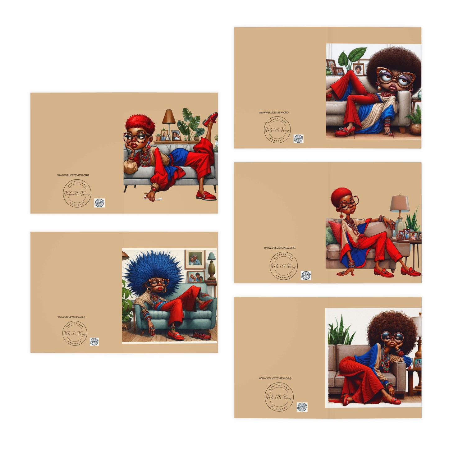 Afro Chic Collection: Greeting Cards with Attitude Multi-Design Greeting Cards Collection (5-Pack)