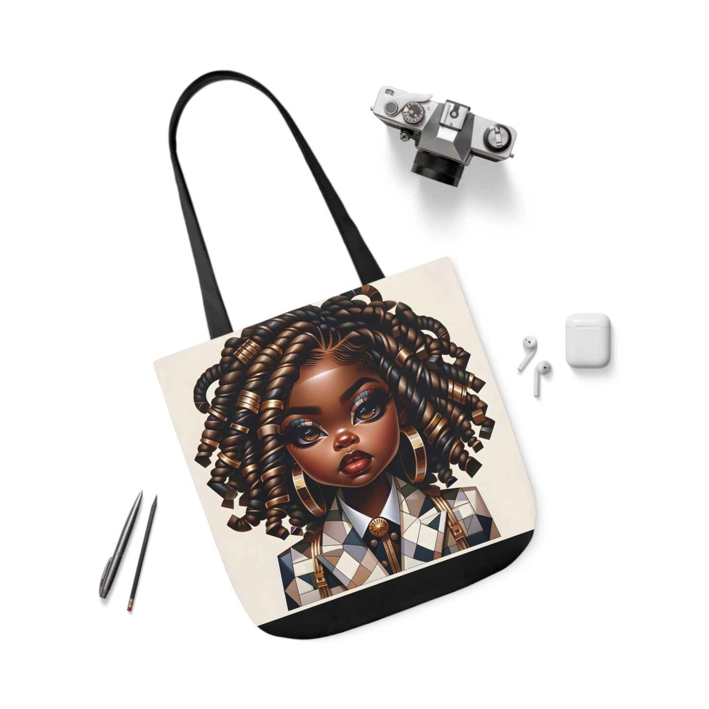 Canvas Tote Bag, 5-Color Straps - Regal Radiance: Tote Art Collection - #2011A