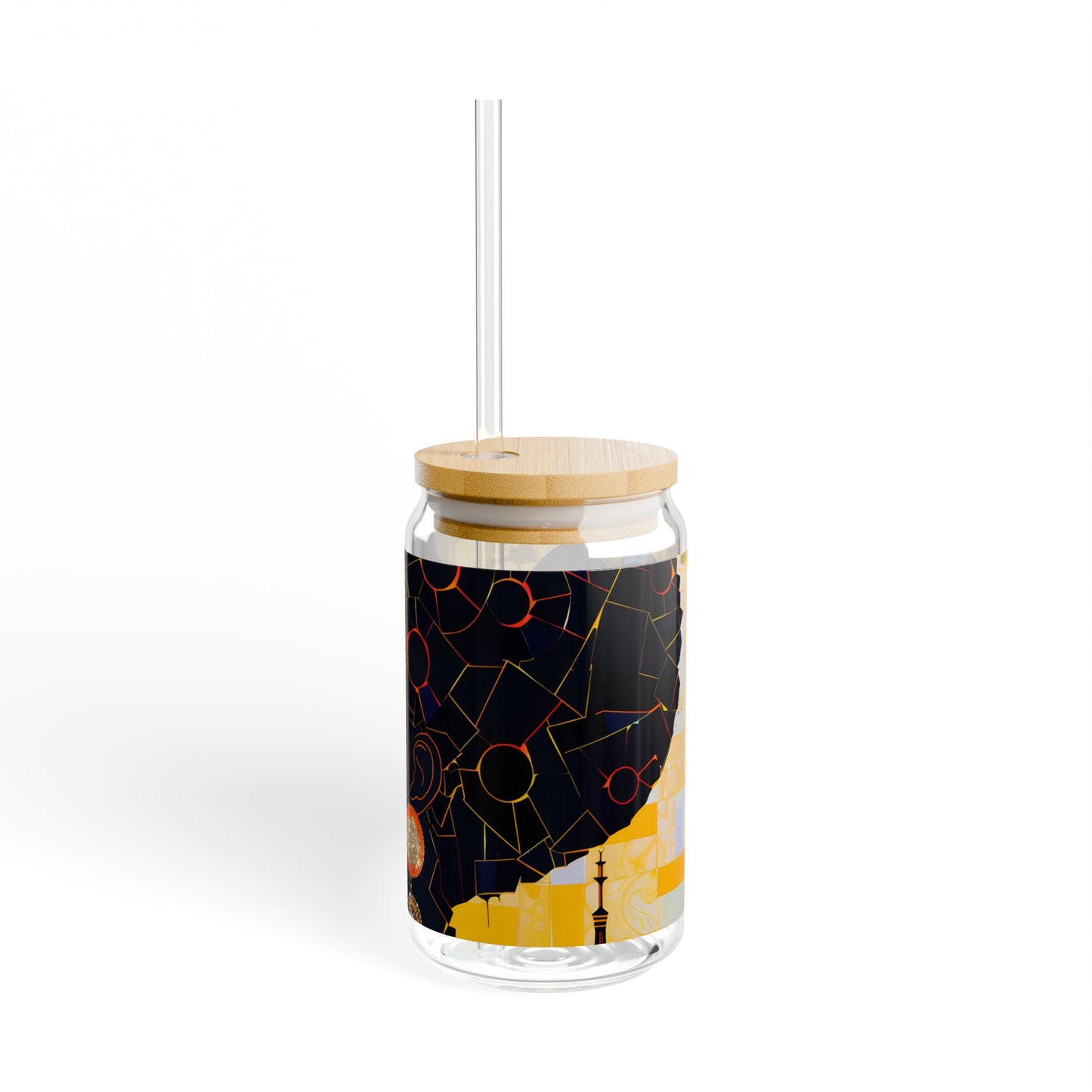 Sipper Glass - Black Girl Art - Velvet's View - Vibrant Visions - The Bohemian Collection - 16oz