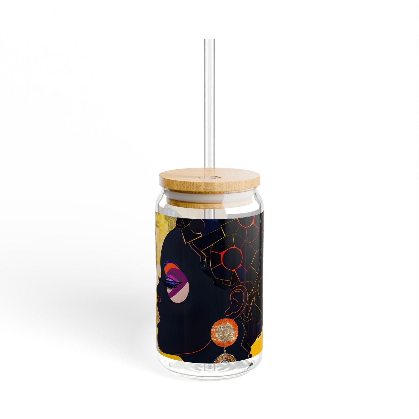 Sipper Glass - Black Girl Art - Velvet's View - Vibrant Visions - The Bohemian Collection - 16oz