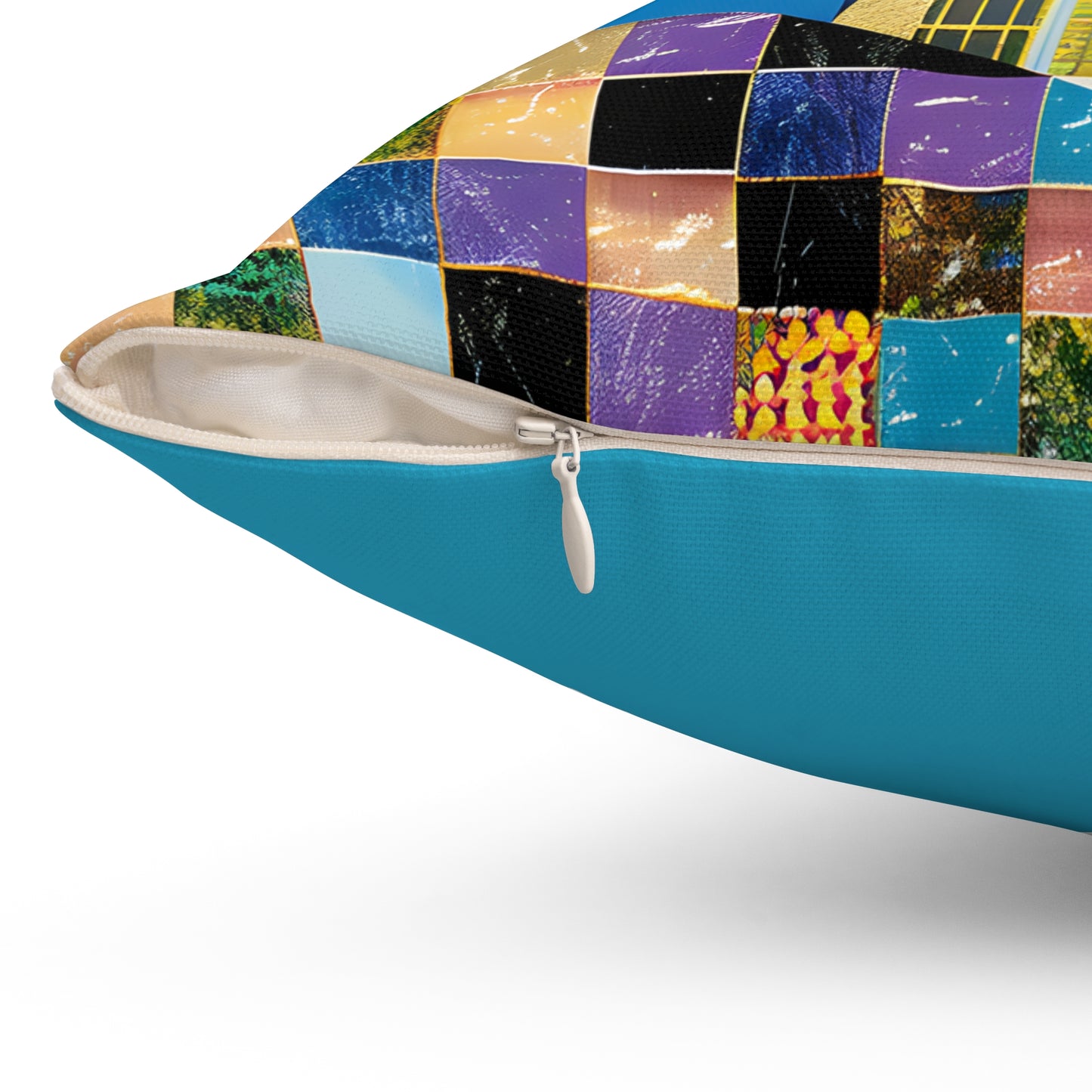 Spun Polyester Square Pillow - Black Girl Art - Velvet's View - Vibrant Visions - The Bohemian Collection