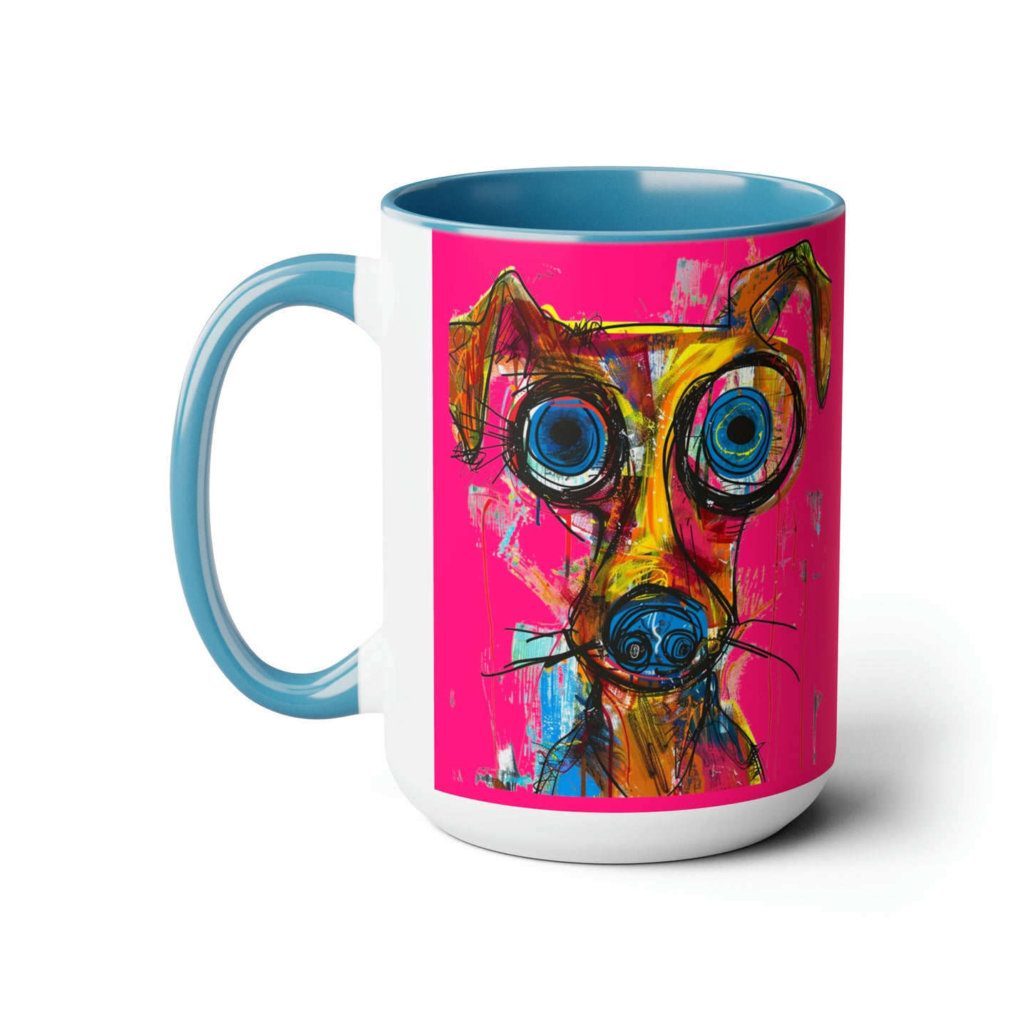 Funny Dog Two-Tone Coffee Mugs, 15oz