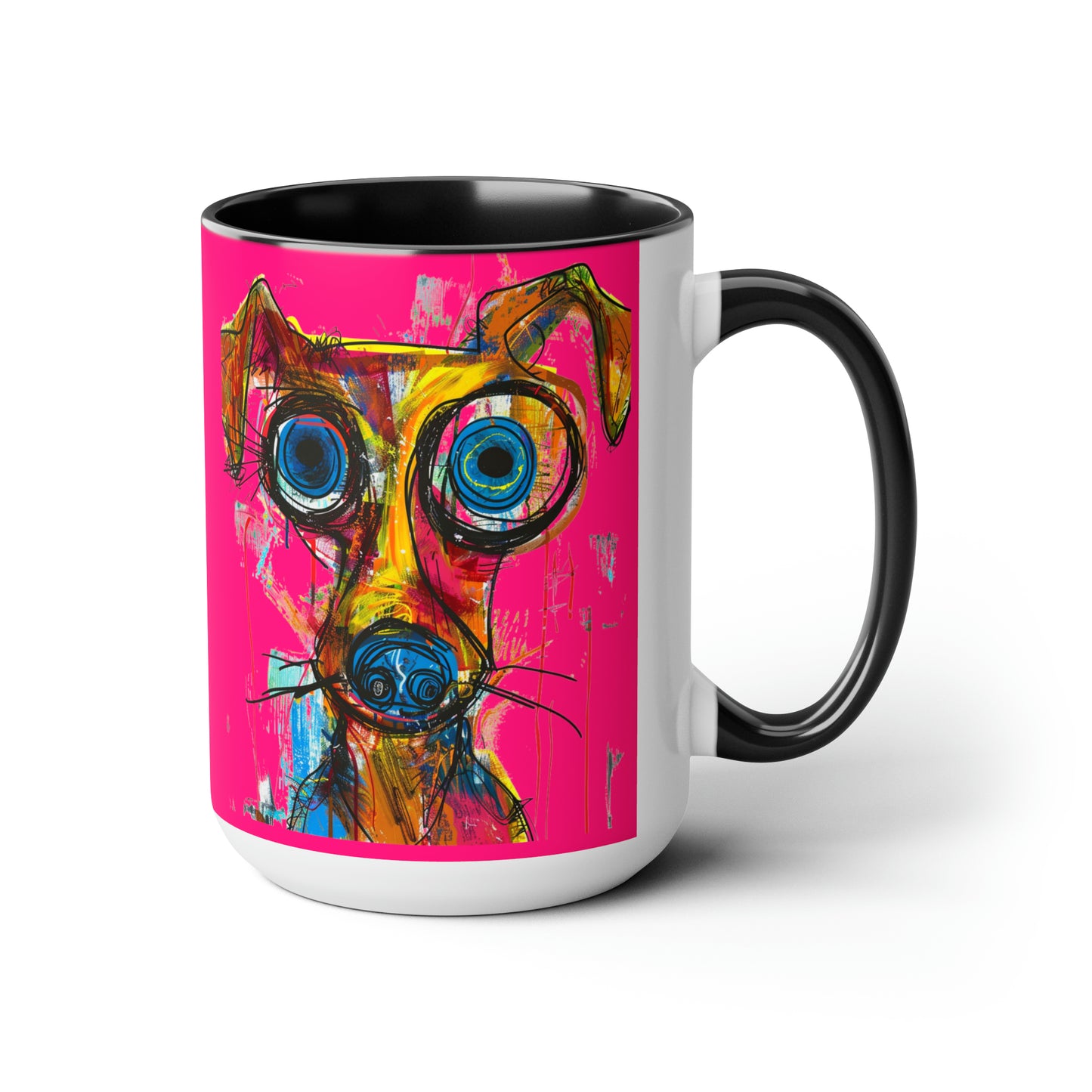 Funny Dog Two-Tone Coffee Mugs, 15oz