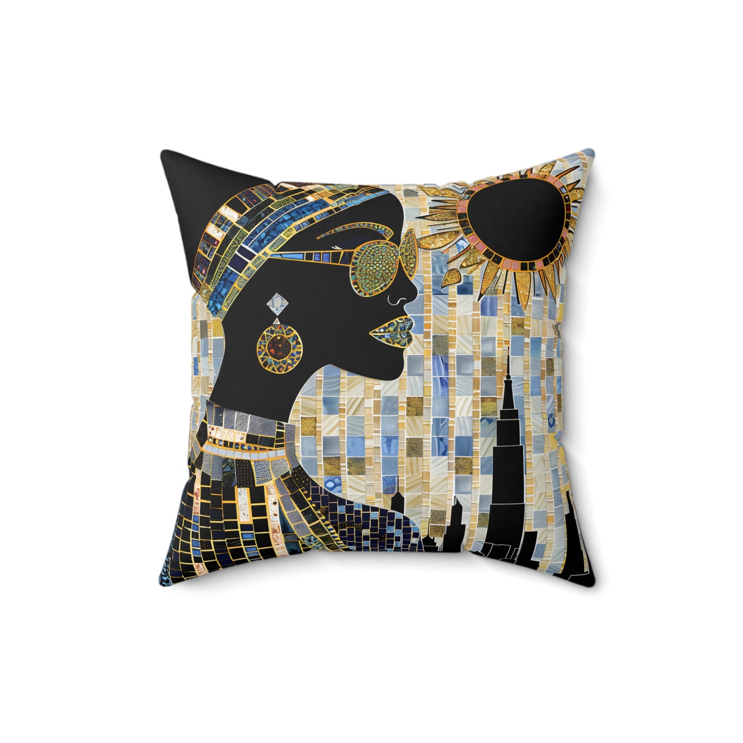 Spun Polyester Square Pillow - Black Girl Art - Velvet's View - Vibrant Visions - The Bohemian Collection