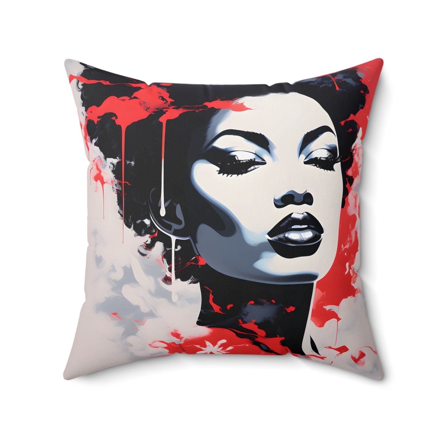 Spun Polyester Square Pillow - Black Girl Art - Velvet's View - Vibrant Visions Collection
