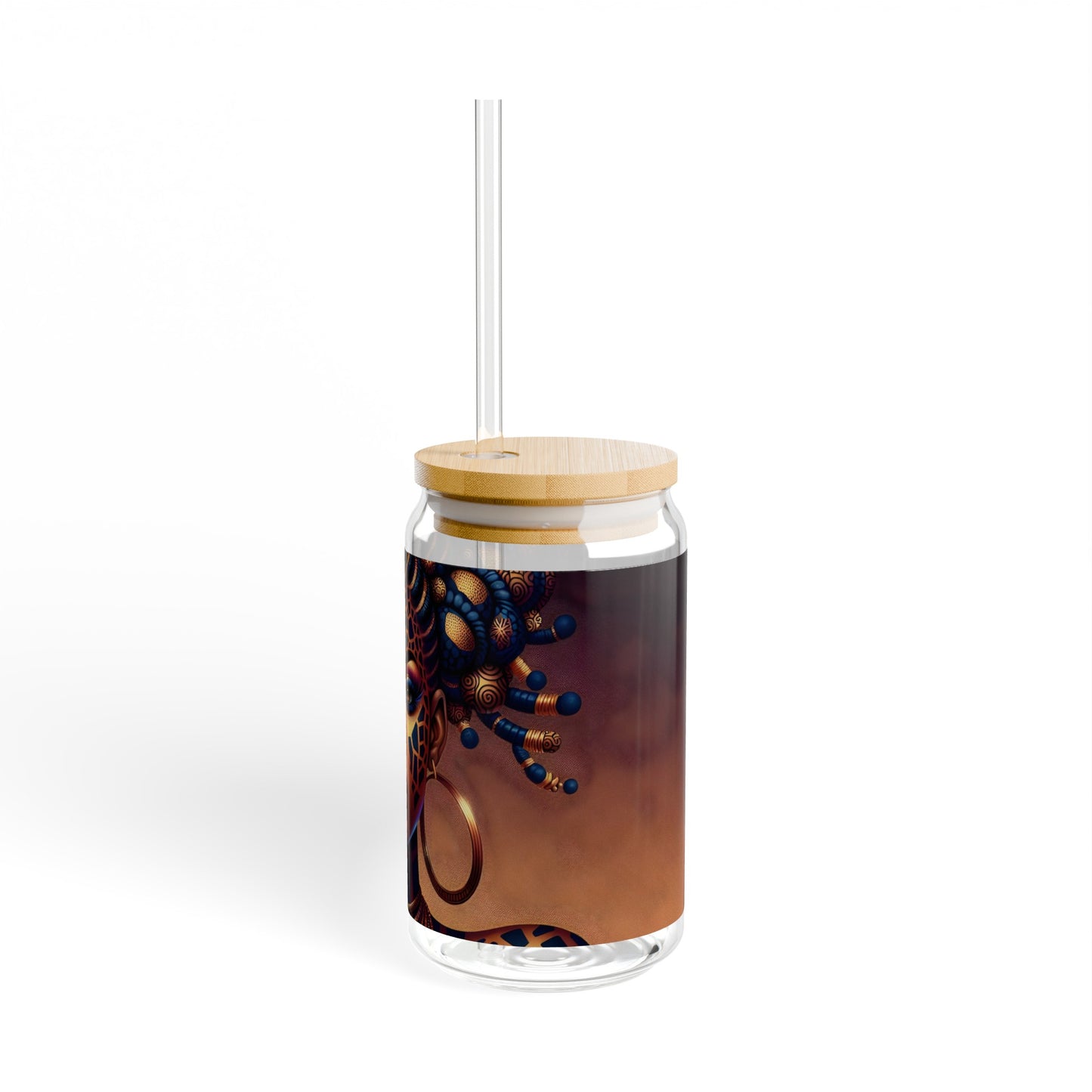 Sipper Glass - Black Girl Art - Velvet's View - Regal Radiance Collection - 16oz