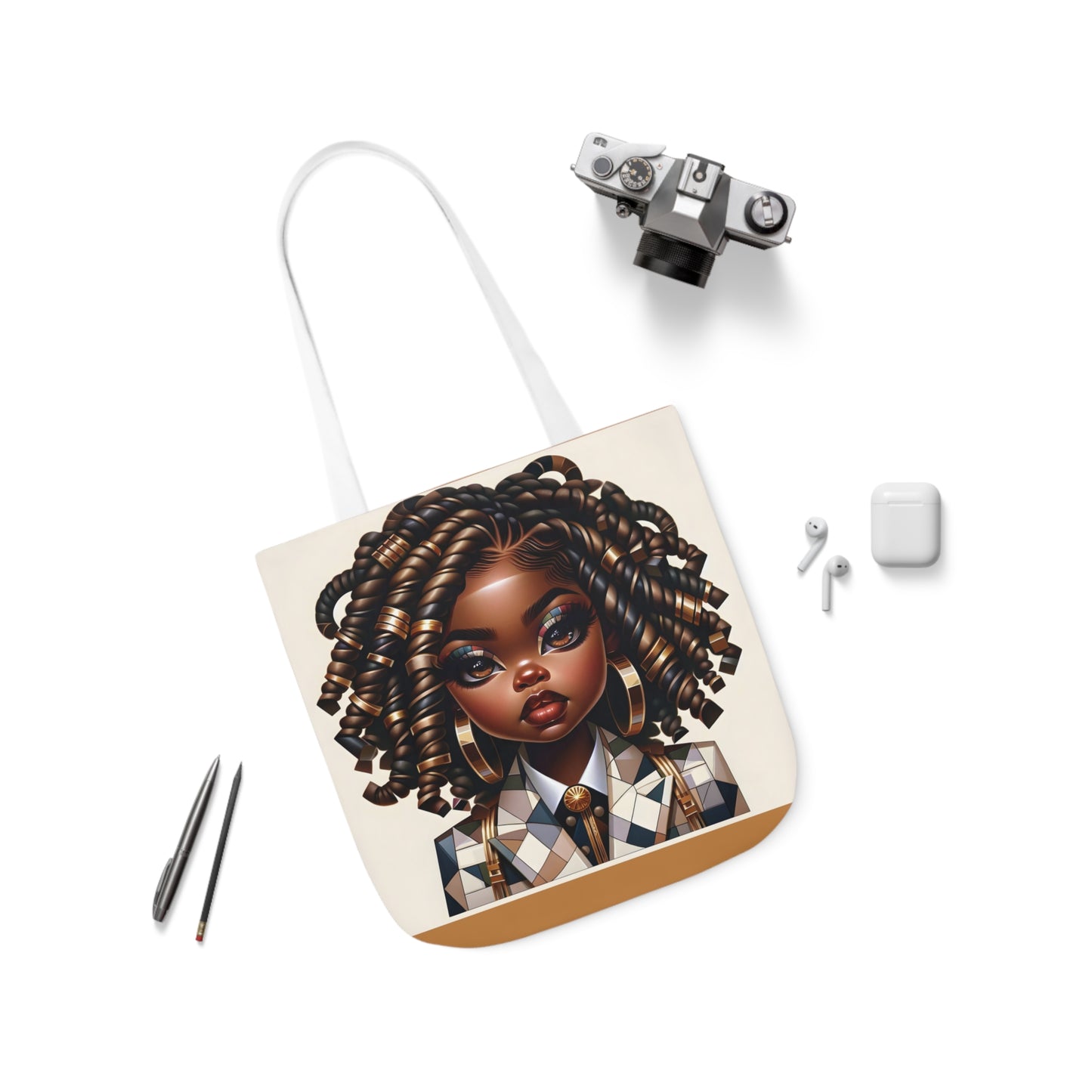 Canvas Tote Bag, 5-Color Straps - Regal Radiance: Tote Art Collection - #2011