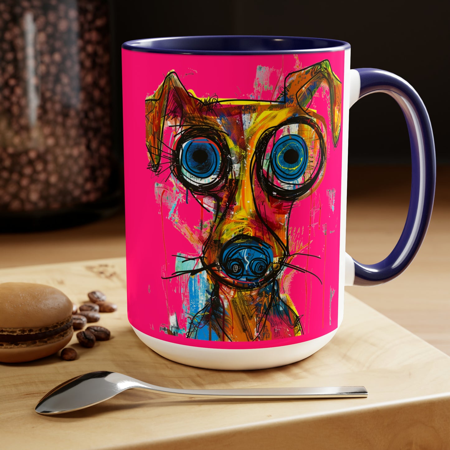 Funny Dog Two-Tone Coffee Mugs, 15oz