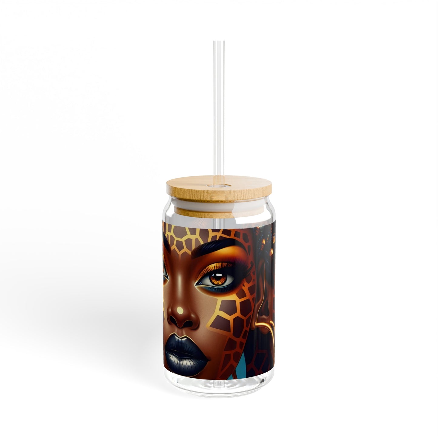 Sipper Glass - Black Girl Art - Velvet's View - Regal Radiance Collection - 16oz