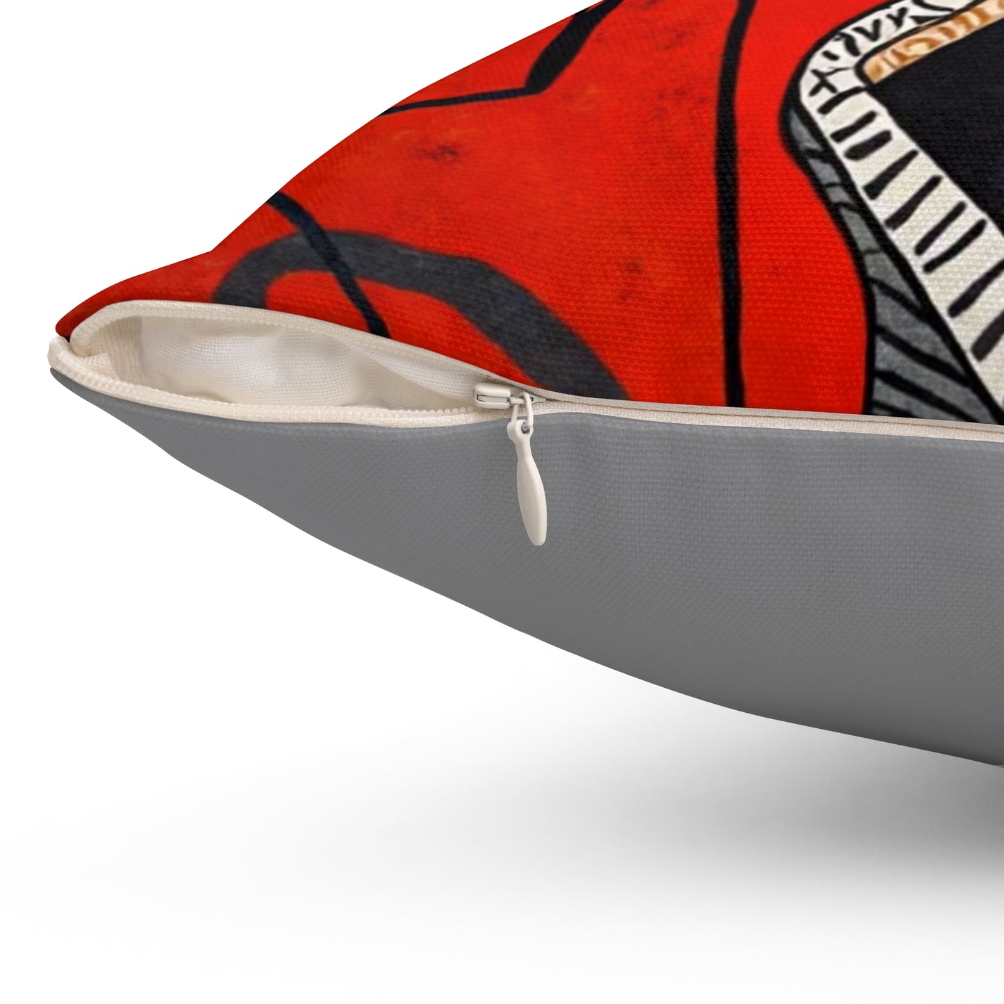 Spun Polyester Square Pillow - Black Girl Art - Velvet's View - Tribal Harmony - Red and Black Tribal Patterns –