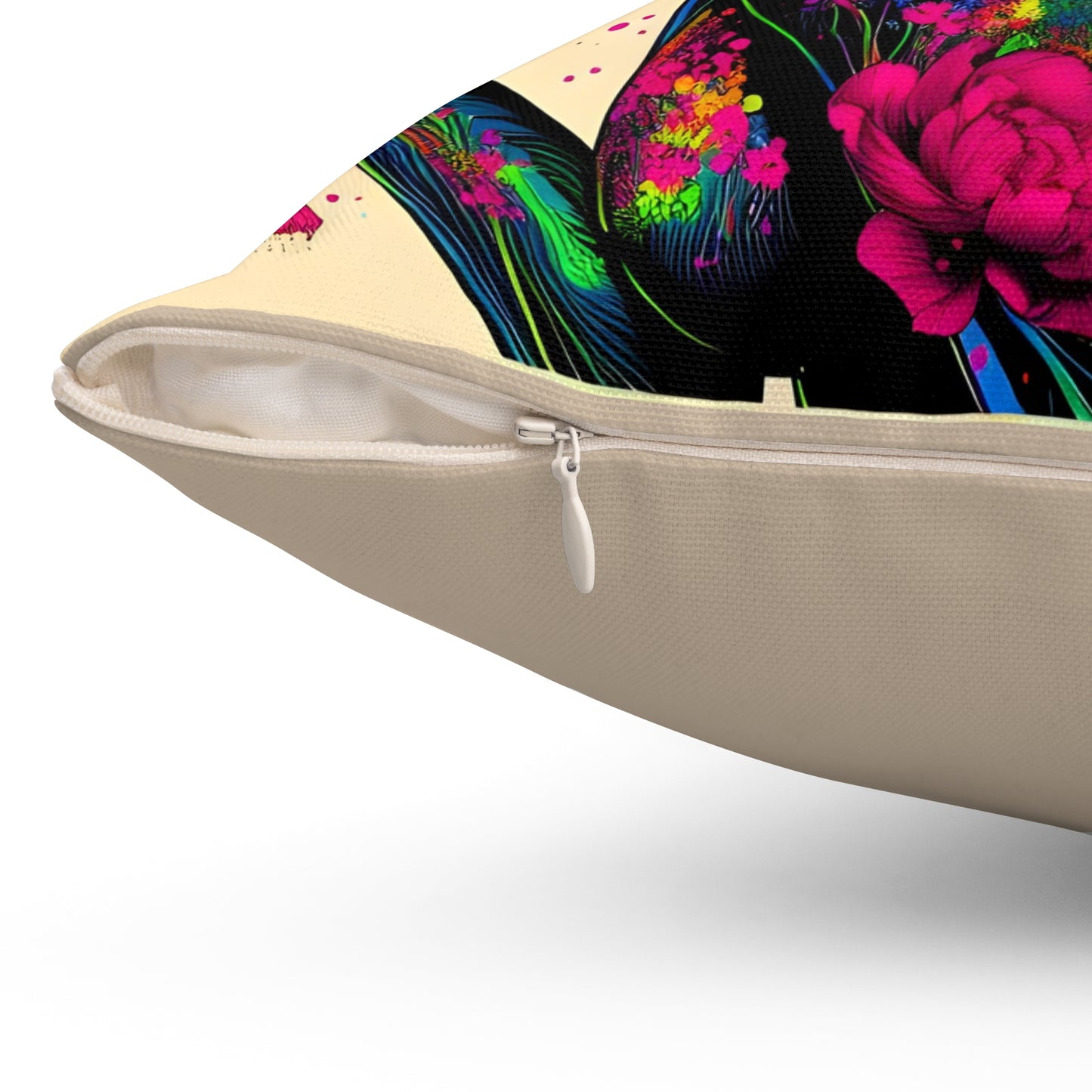 Spun Polyester Square Pillow - Floral Fusion - #2013