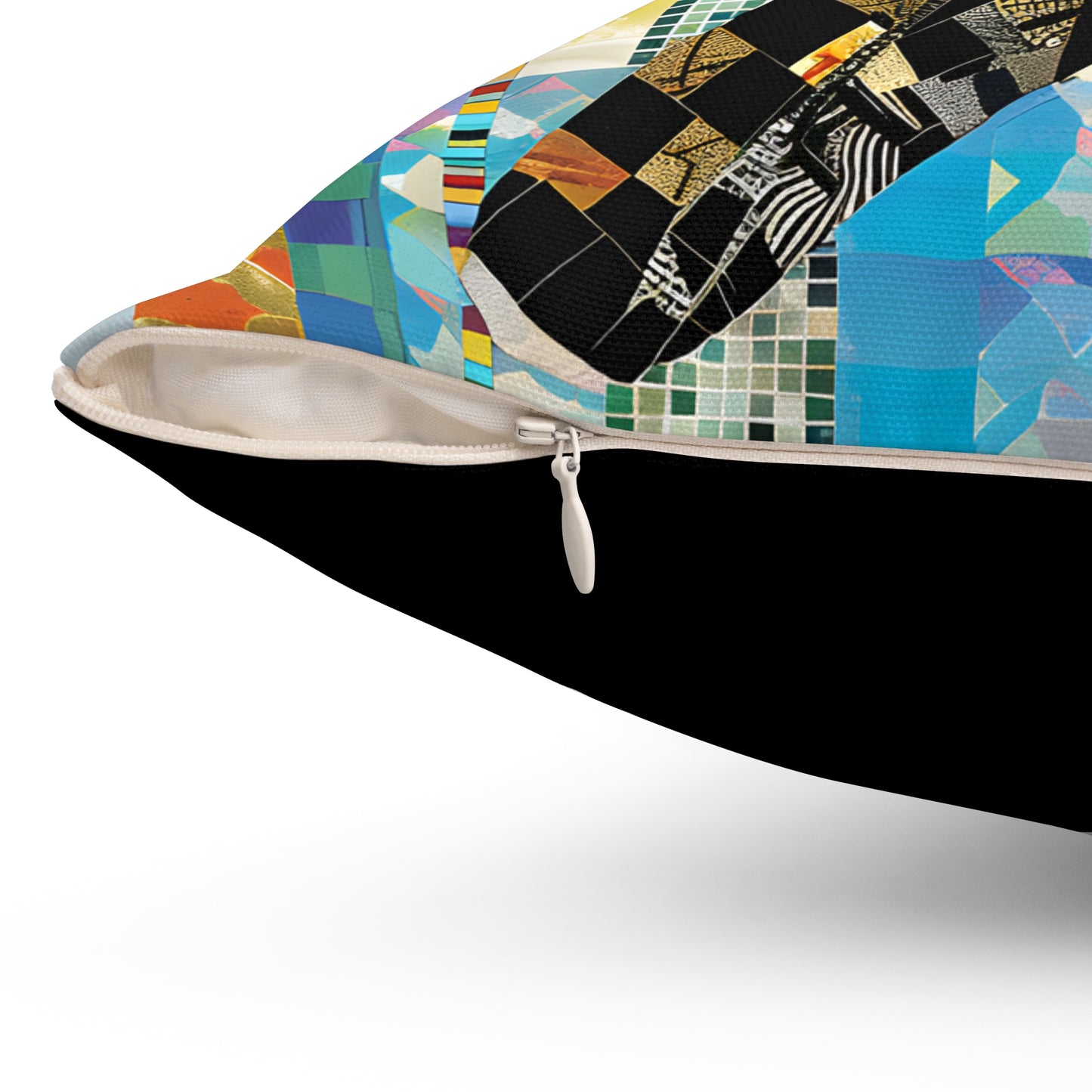 Spun Polyester Square Pillow - Black Girl Art - Velvet's View - Vibrant Visions - The Bohemian Collection