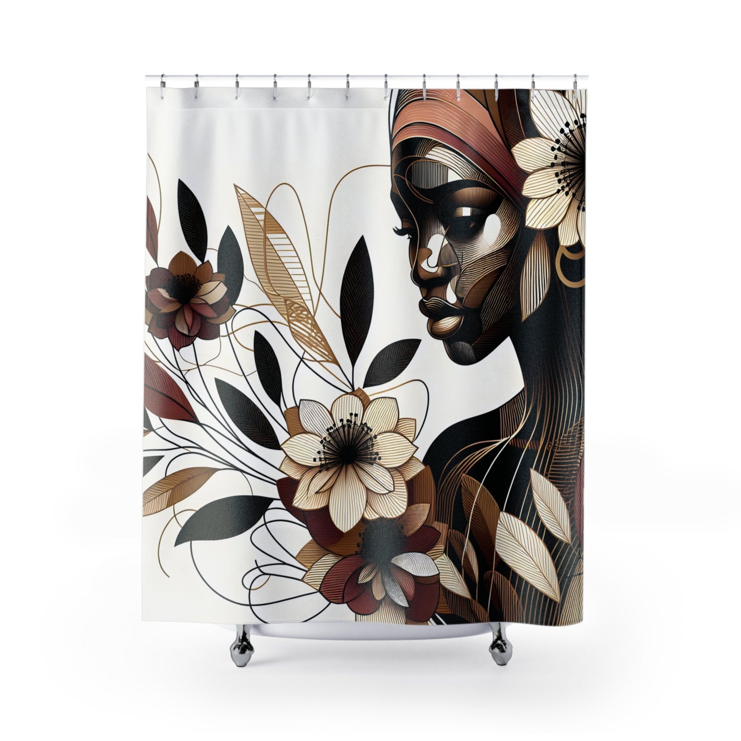 Shower Curtains - Black Girl Art - Velvet's View - Floral Whispers 4013