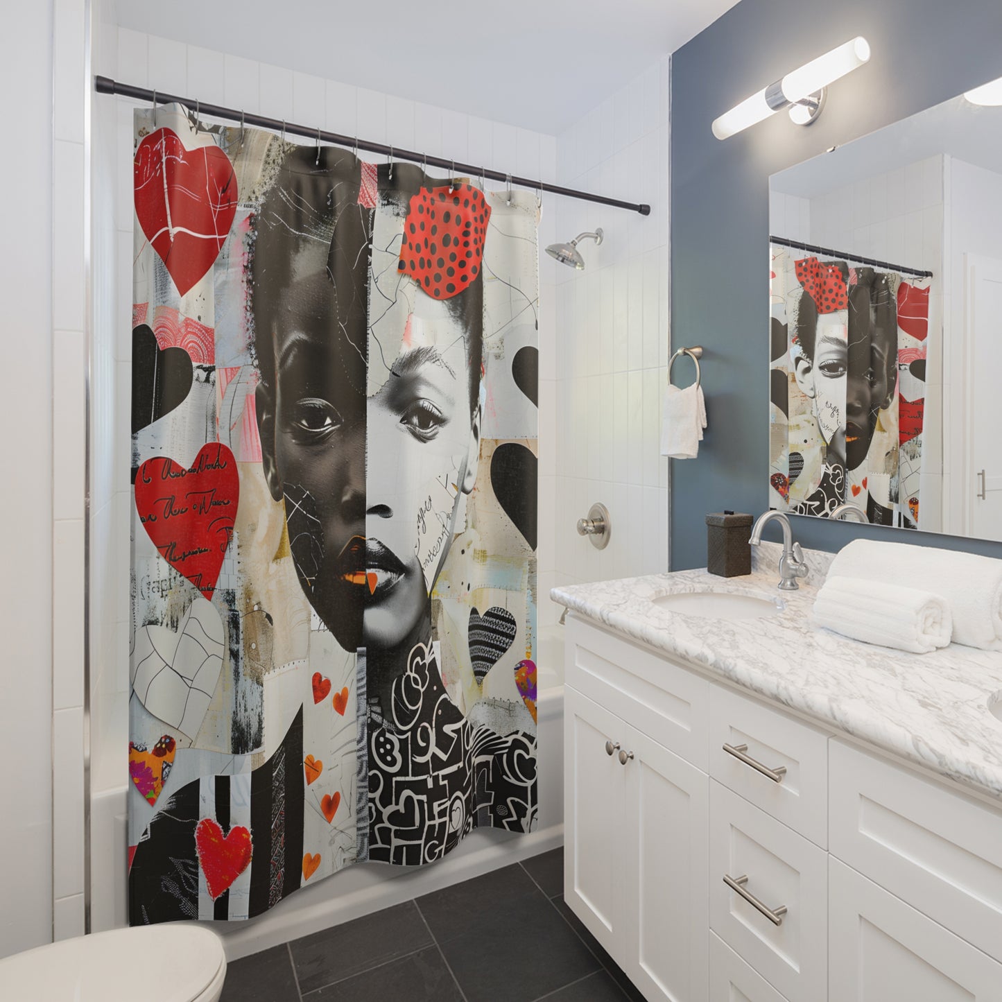 Shower Curtain - Black Girl Art - Velvet's View - Heartfelt Reflections Collection -- #2020