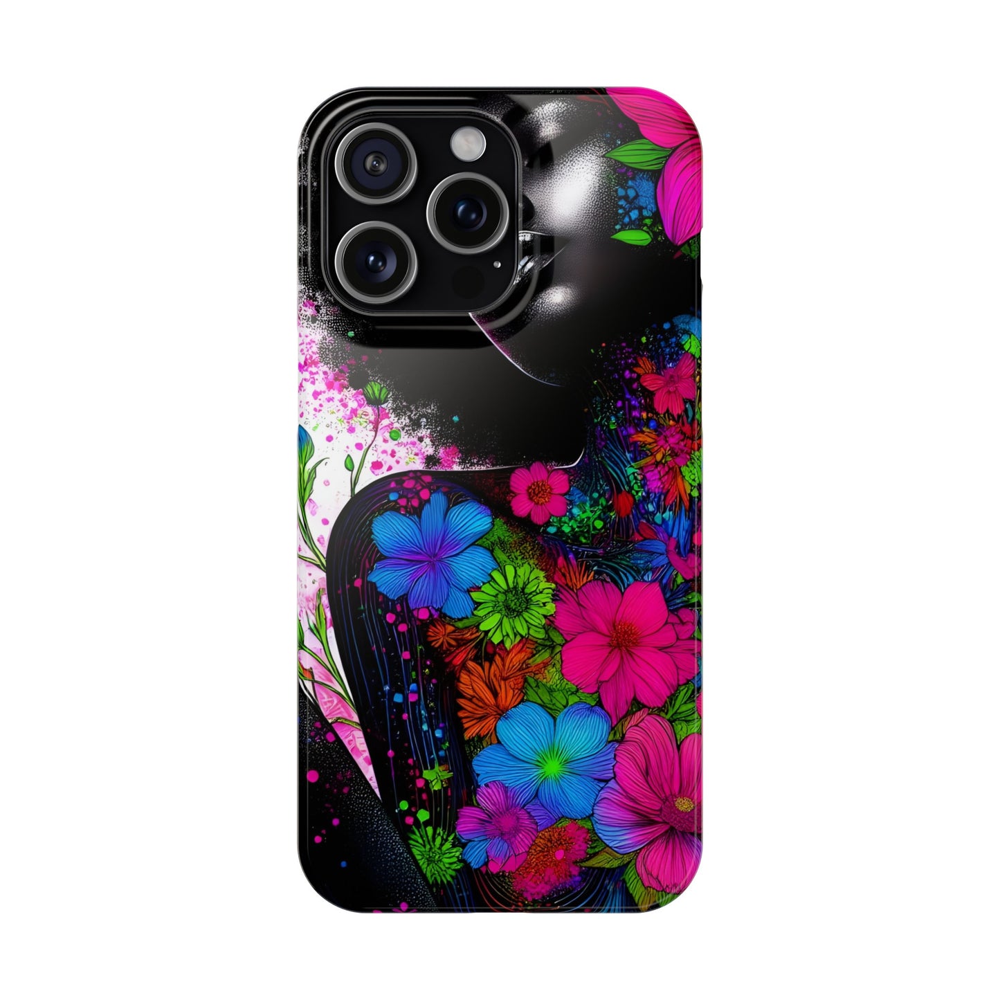 Slim Phone Cases - Black Girl Art - Velvet's View - Floral Fusion - The Essence of Nature and Beauty