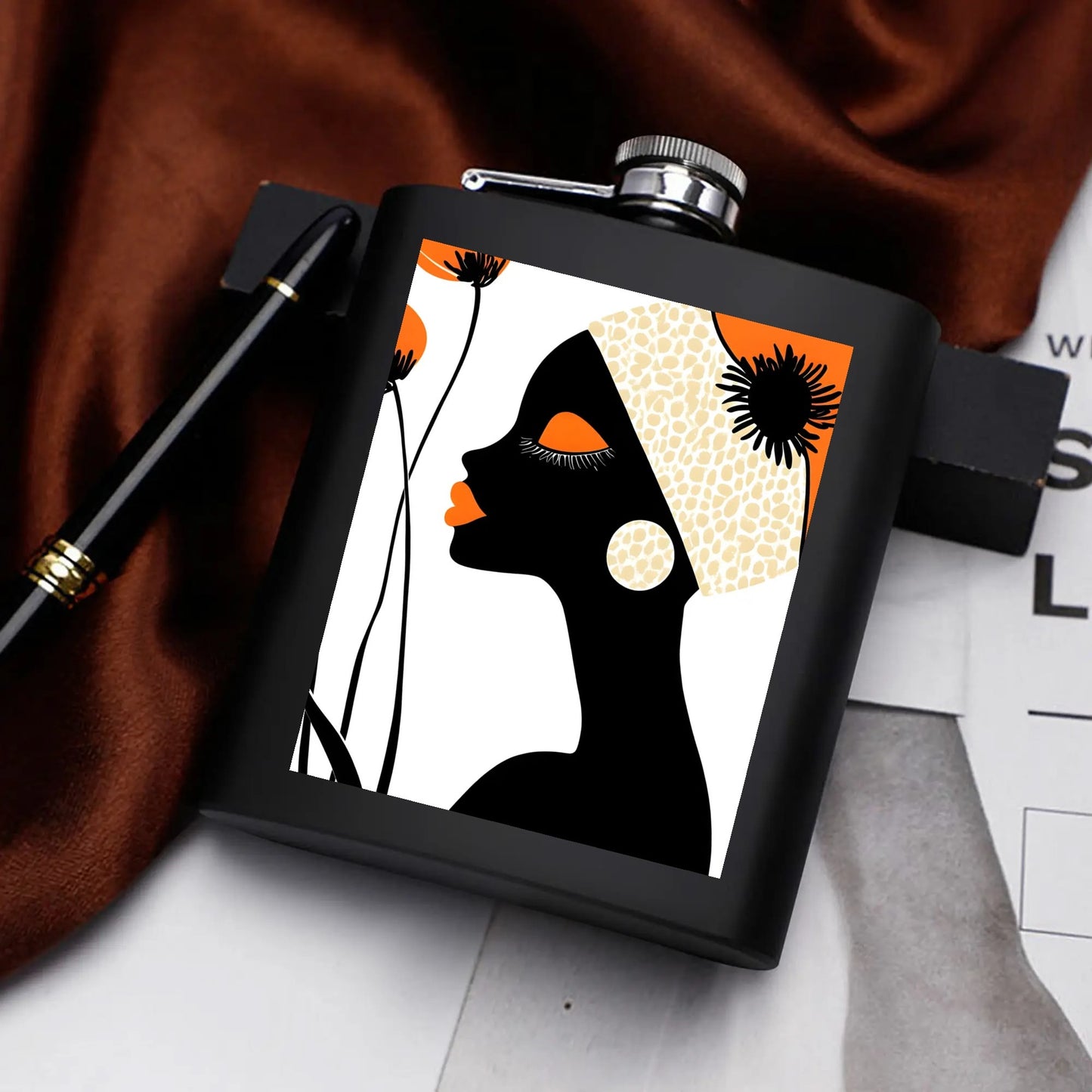 Hip Flask Set 7oz Black Stainless Steel with A Gift Box - Velvet's View - Elegant Silhouettes - A Tribute to Timeless Beauty