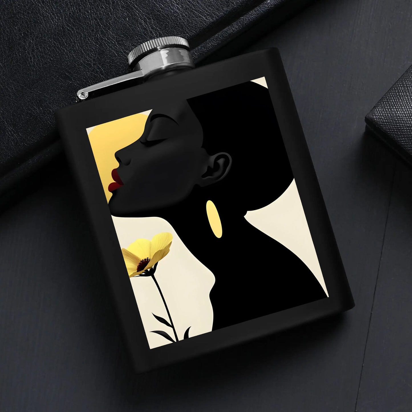 Hip Flask Set 7oz Black Stainless Steel with A Gift Box - Velvet's View - Elegant Silhouettes - A Tribute to Timeless Beauty